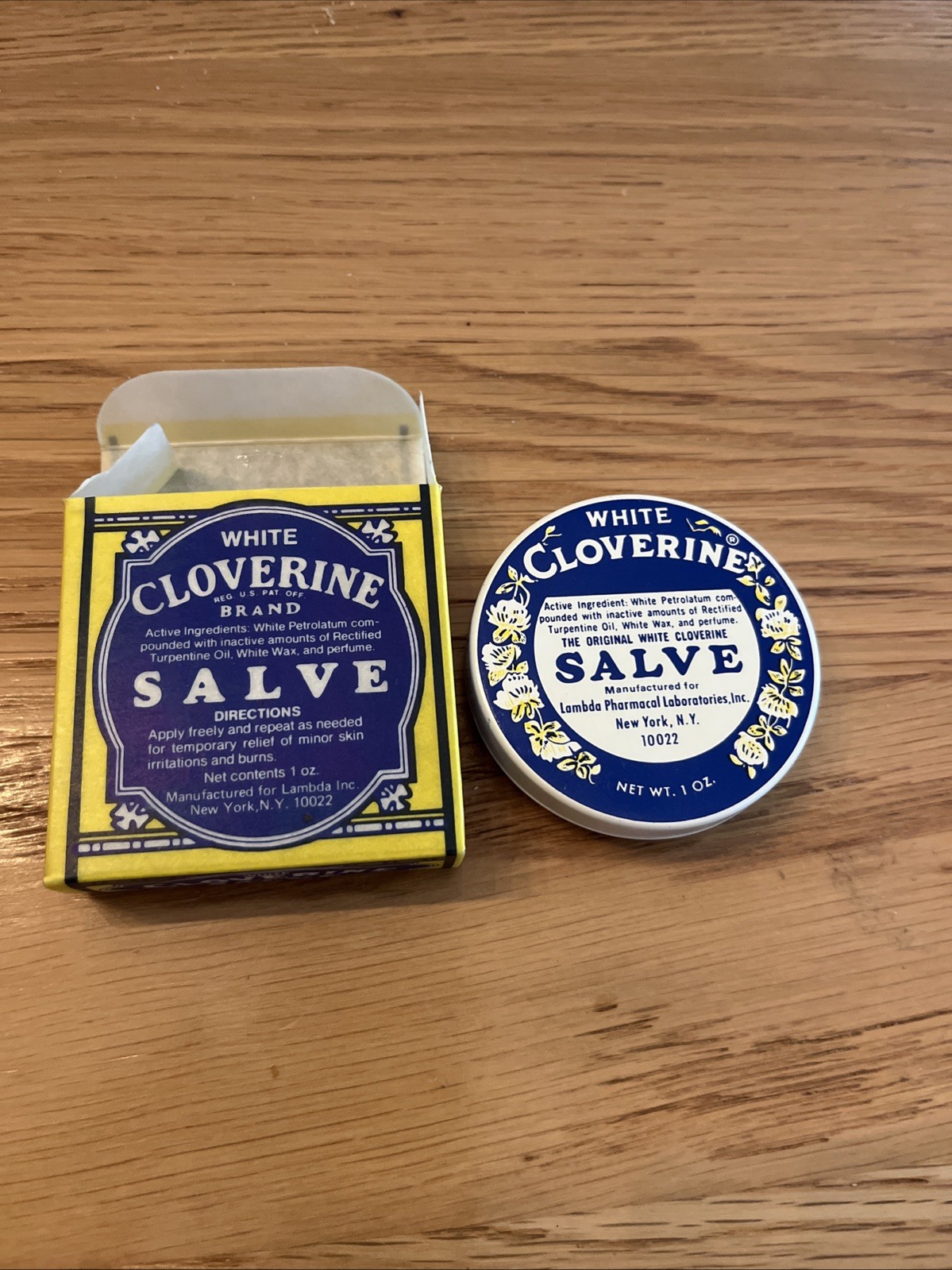 Vintage White Cloverine Salve Tin Bright Graphics With Salve Inside Great Colors