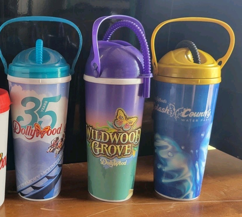 Lot Of 3 Dollywood Souvenir Refillable Cups 35th Anniversary Wildwood Grove Lot Of 3 Dollywood Souvenir Refillable Cups 35th Anniversary Wildwood Grove