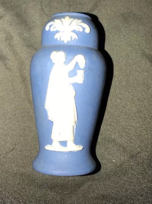 Jasperware Blue And White Miniatures Vase 3-1/8” - Germany