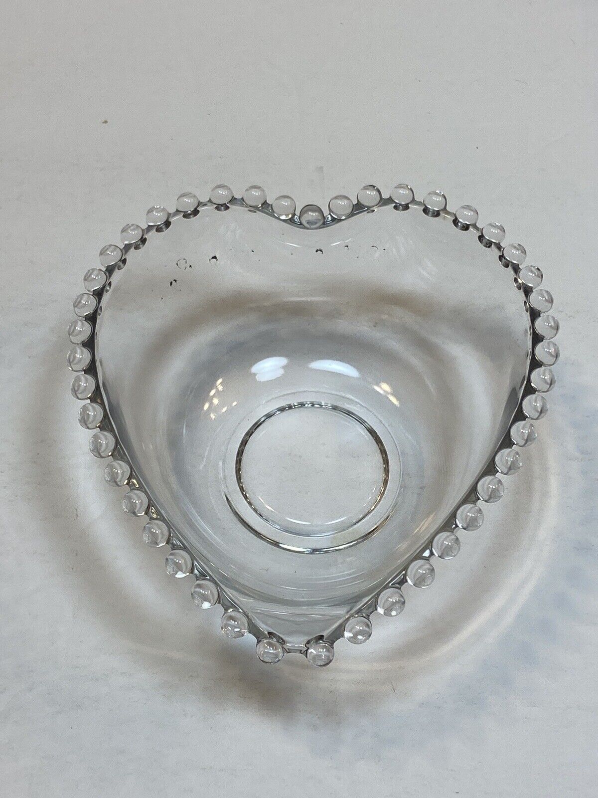 Imperial Candlewick Hobnail Clear Glass Dish Heart Shaped Candy Bowl Vintage Old