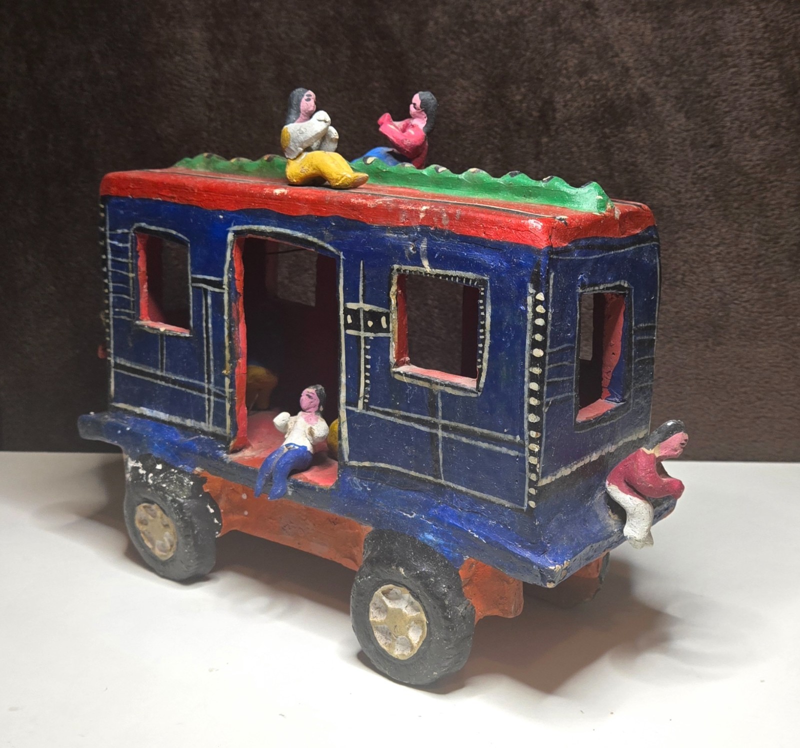 Candelario Medrano - Mexico Folk Art Legend, RARE Ceramic Train Car Sculpture