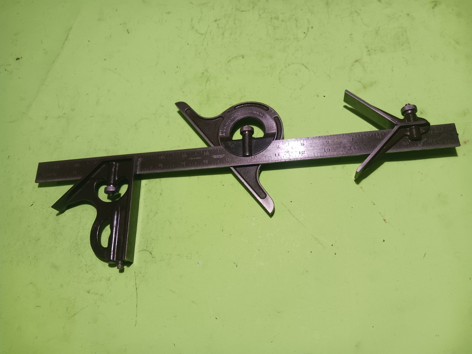 Vtge Lufkin Combination Square 5pcs Head,protractor,center Head,18 Vtge Lufkin Combination Square 5pcs Head,protractor,center Head,18