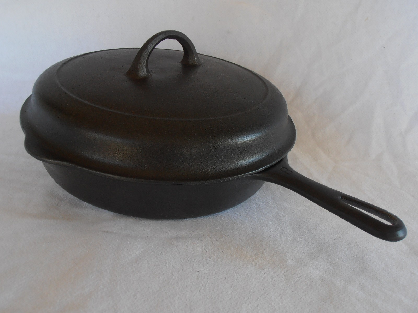 Griswald #8 Cast Iron Chicken Roaster Skillet Fryer Frying Pan Lid Restored Flat