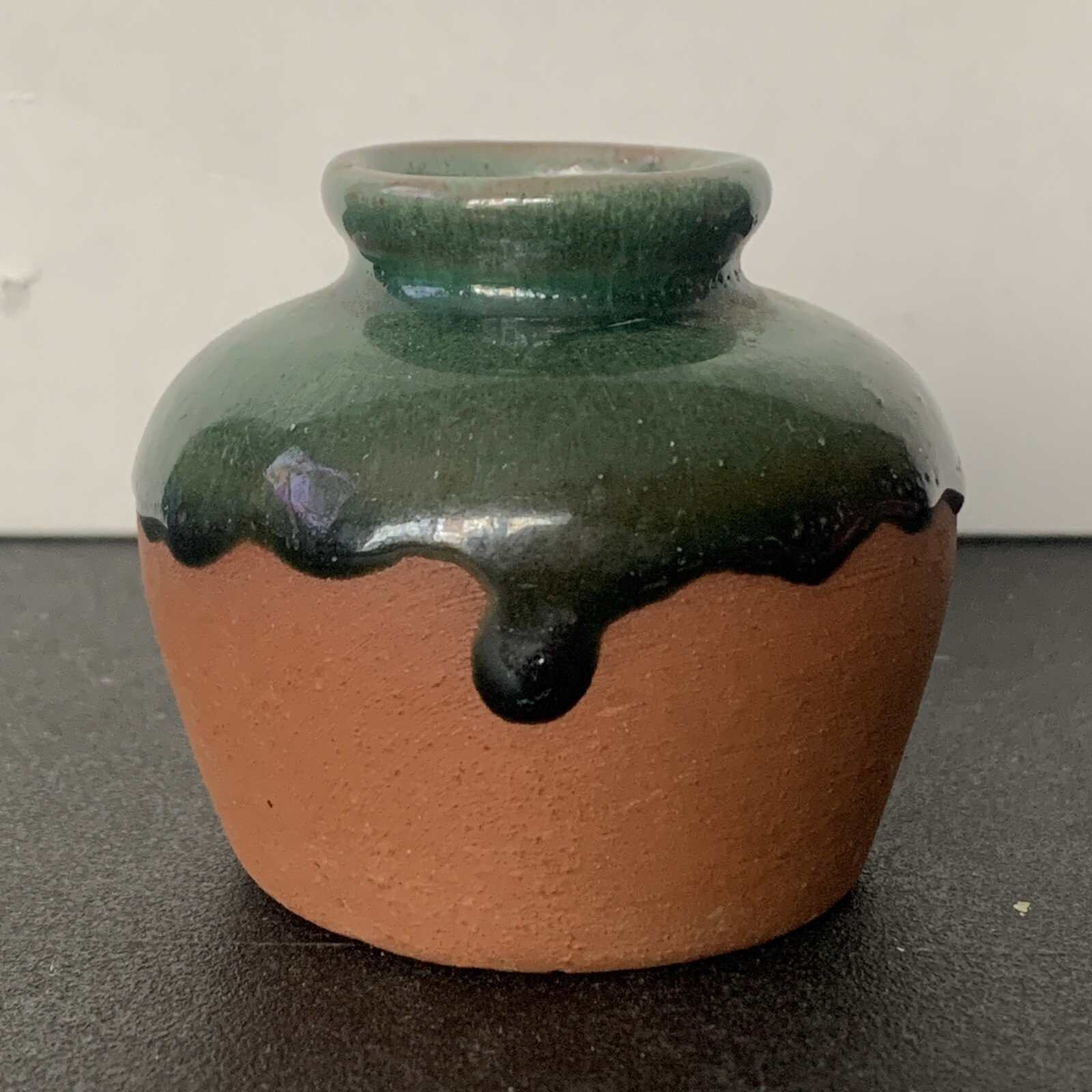 Mexican Art Pottery Redware Clay Pottery Green Drip Glaze Bud Vase Mexican Art Pottery Redware Clay Pottery Green Drip Glaze Bud Vase