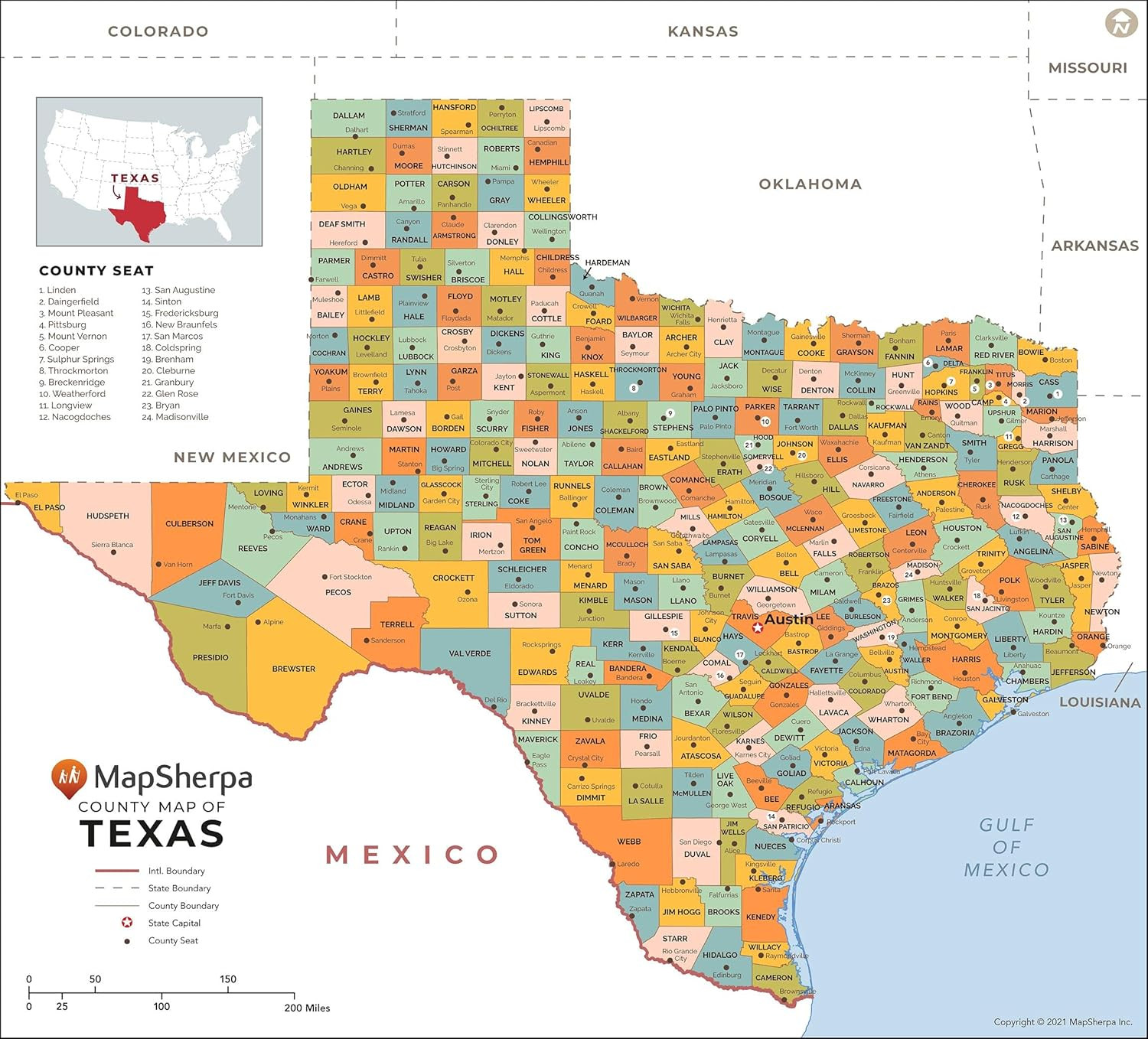 Texas Counties Map - Large - 48 Texas Counties Map - Large - 48