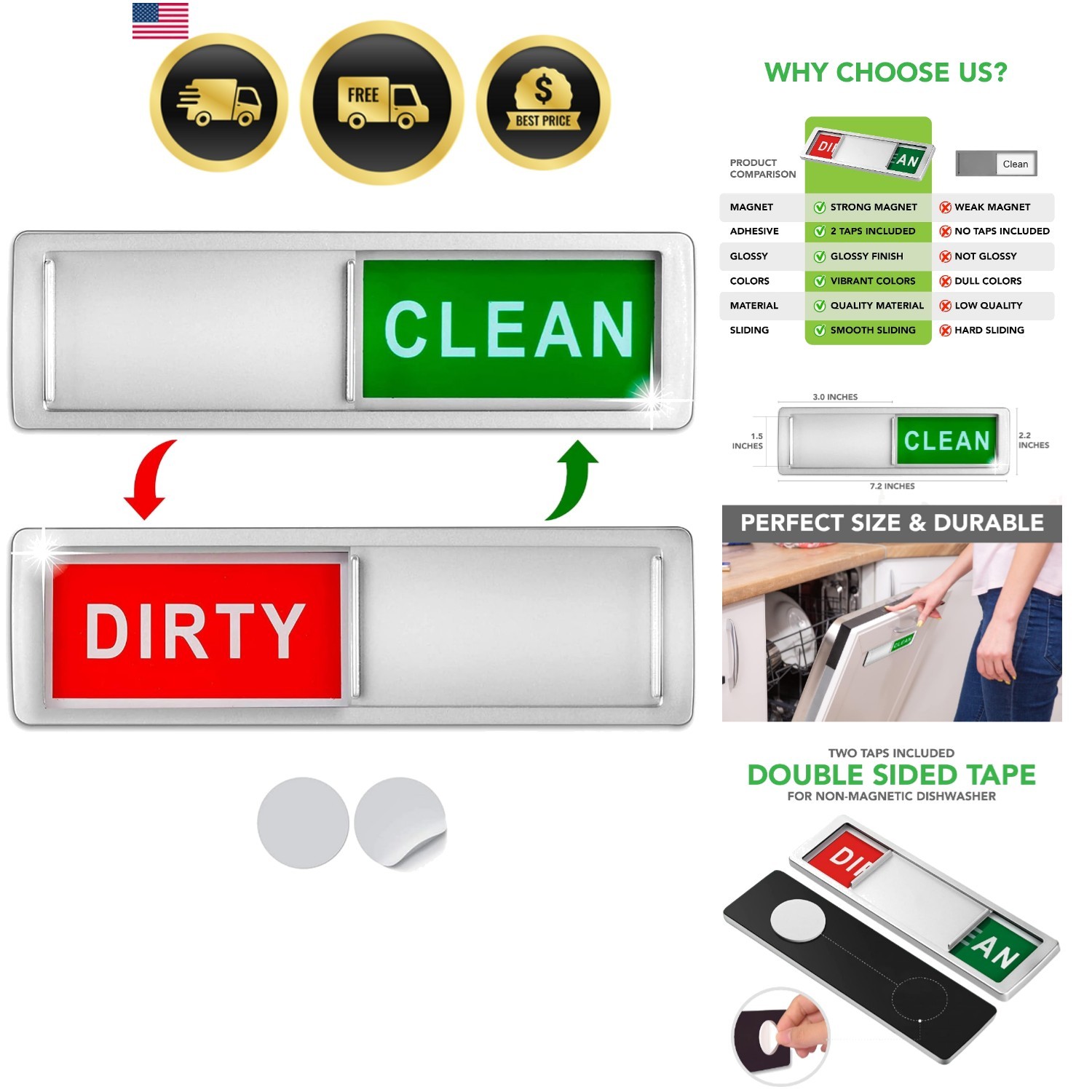 Clean Dirty Dishwasher Magnet, Dirty Clean Sign for Dishwasher Easy to Read a... Clean Dirty Dishwasher Magnet, Dirty Clean Sign for Dishwasher Easy to Read a...