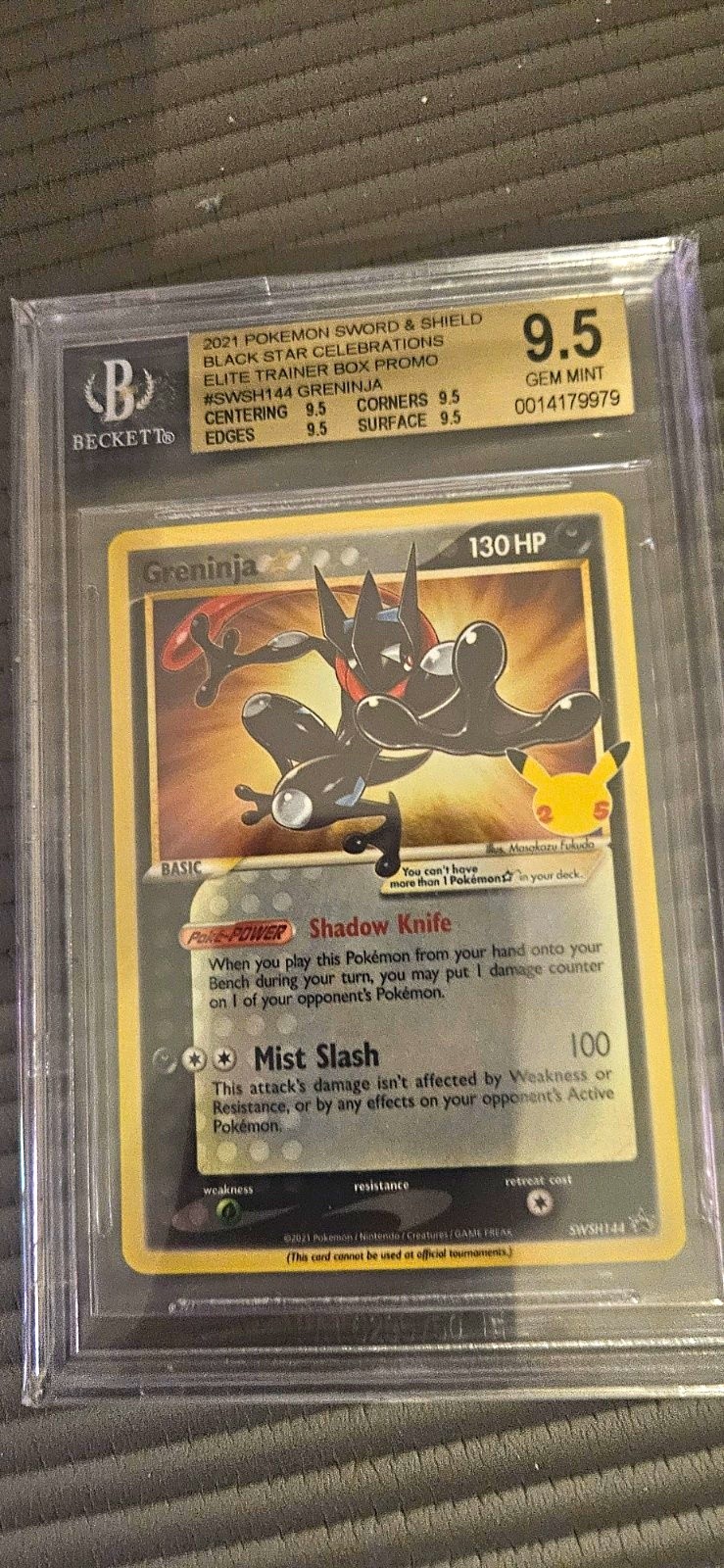 Pokémon TCG Greninja SWSH144 Celebrations Promo Holo 2021 BGS 9.5 130HP