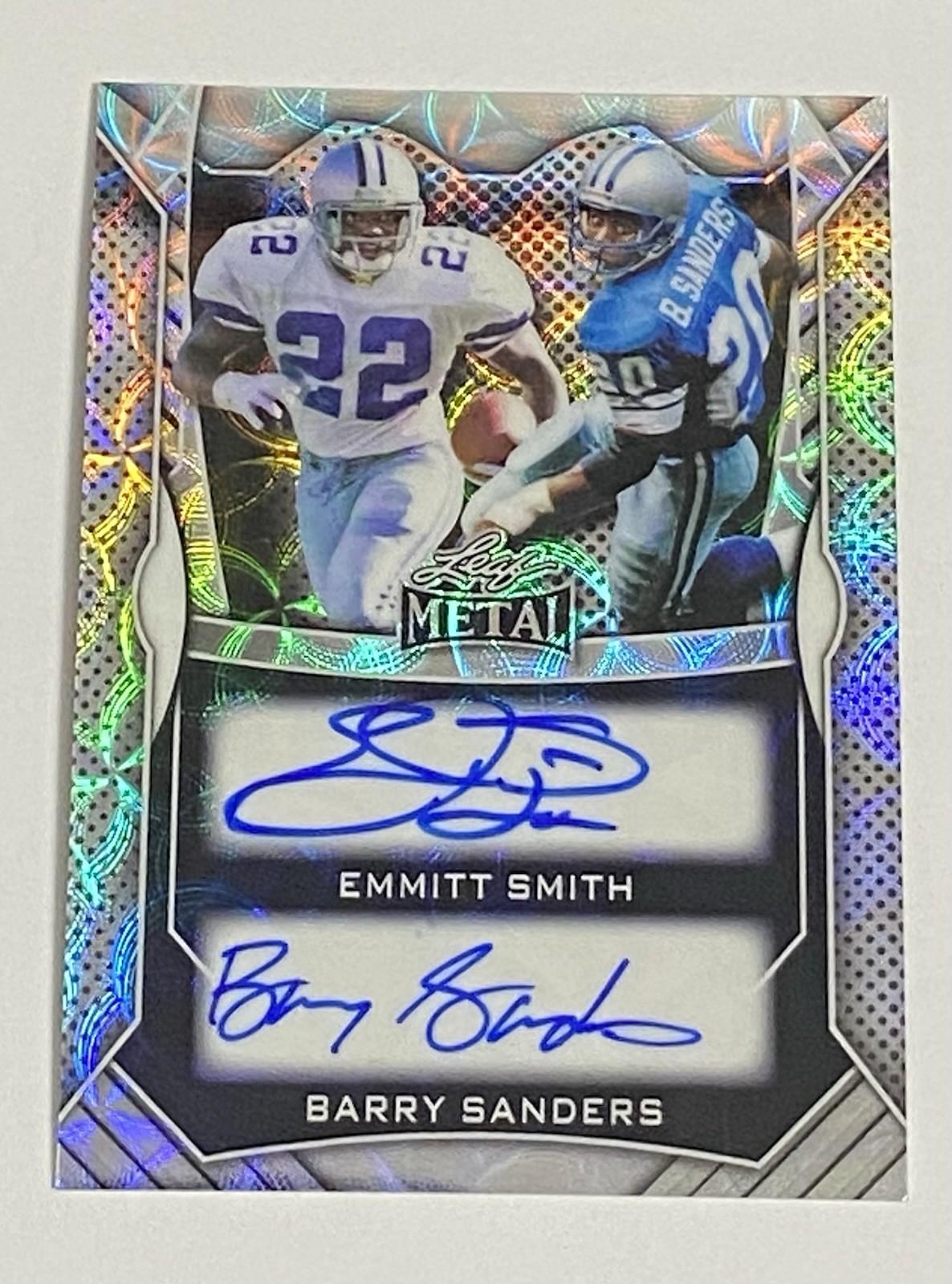2026 Leaf Metal Emmitt Smith / Barry Sanders On-Card Auto Autograph #/9