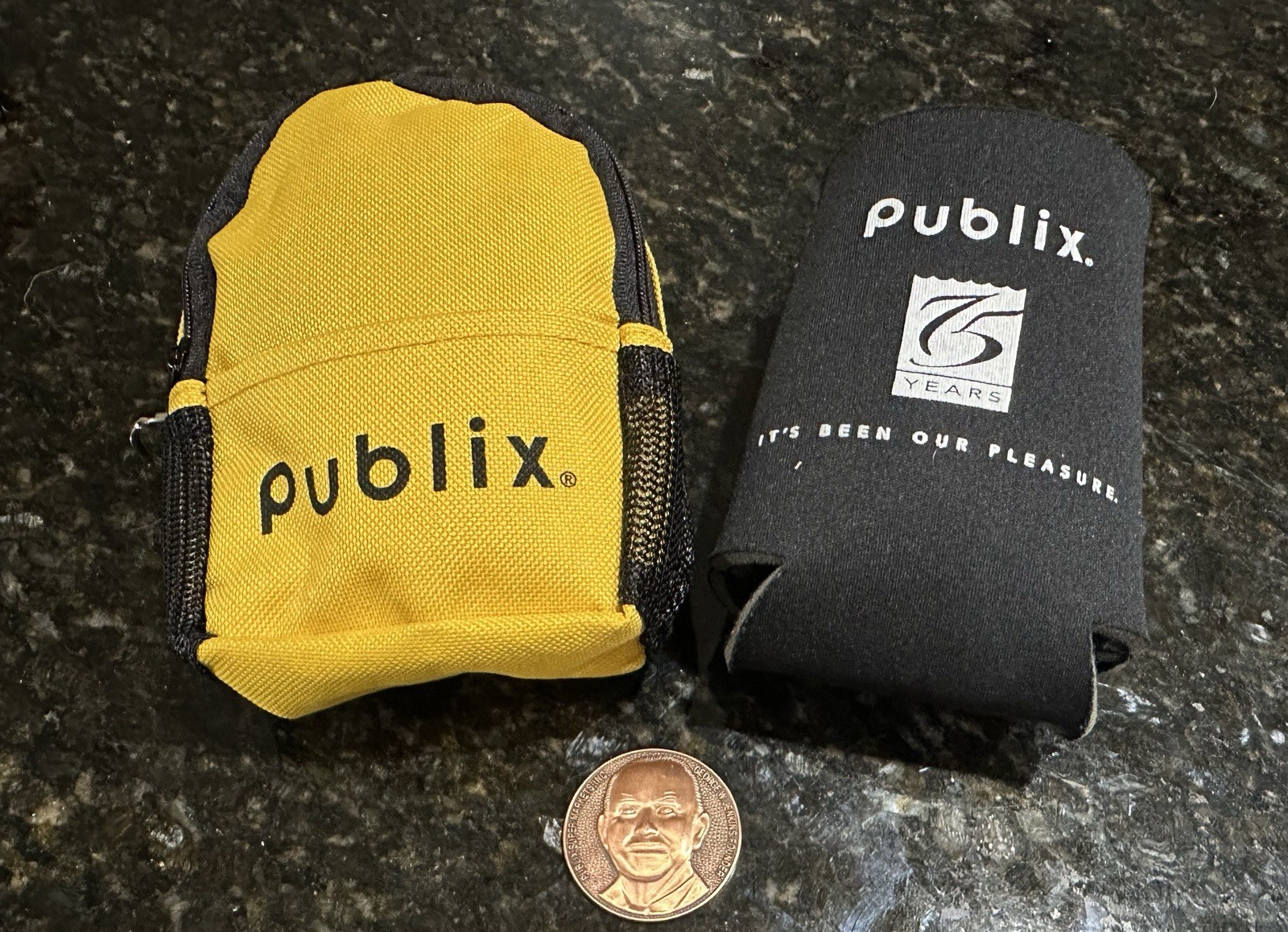 Publix Collectible Lot 3 - VTG Coin Mini Yellow Bag/Case and Koozie Swag 3 Items Publix Collectible Lot 3 - VTG Coin Mini Yellow Bag/Case and Koozie Swag 3 Items