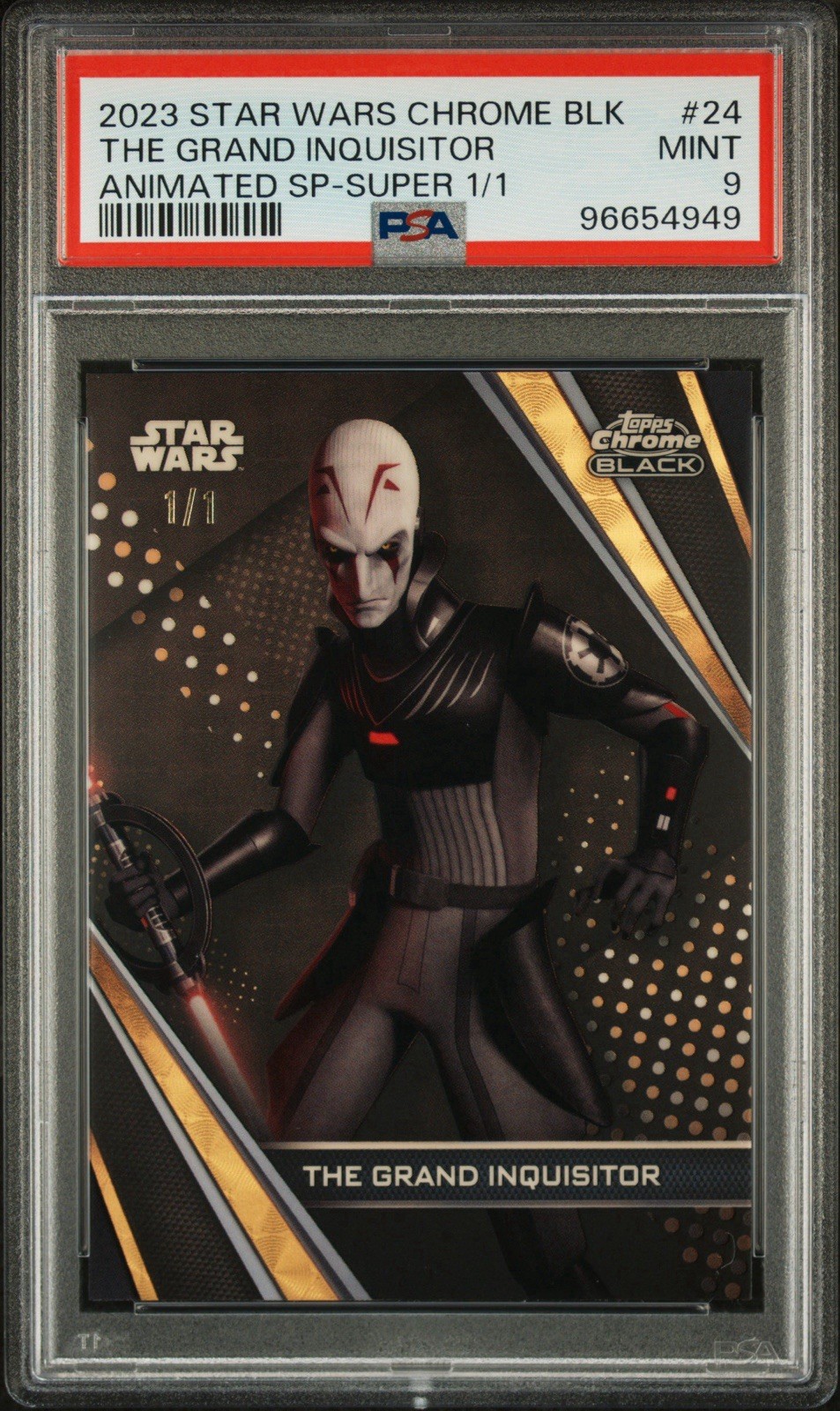 2023 Topps Star Wars Chrome Black The Grand Inquisitor 1/1 Superfractor PSA 9 2023 Topps Star Wars Chrome Black The Grand Inquisitor 1/1 Superfractor PSA 9