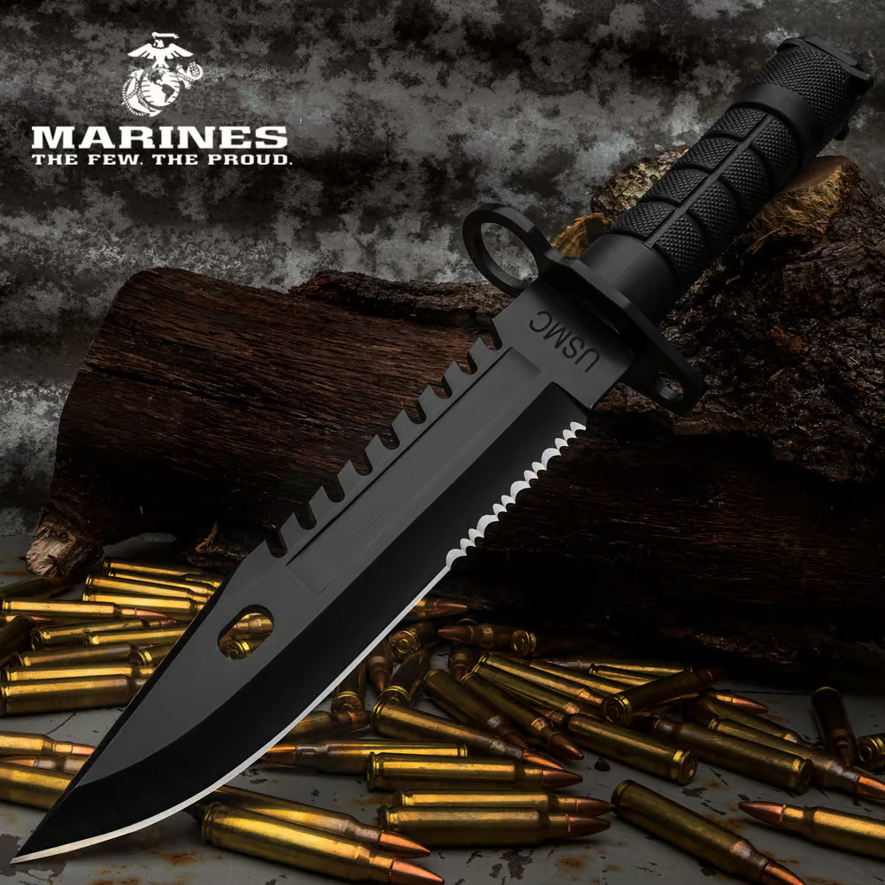USMC Marines M-9 Blackout Bayonet Combat Fixed Blade Bowie Knife UC3531 New USMC Marines M-9 Blackout Bayonet Combat Fixed Blade Bowie Knife UC3531 New