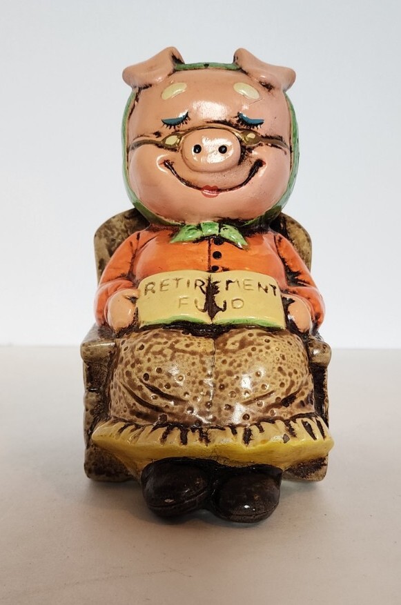 Vintage Enesco Granny Pig In Rocker \