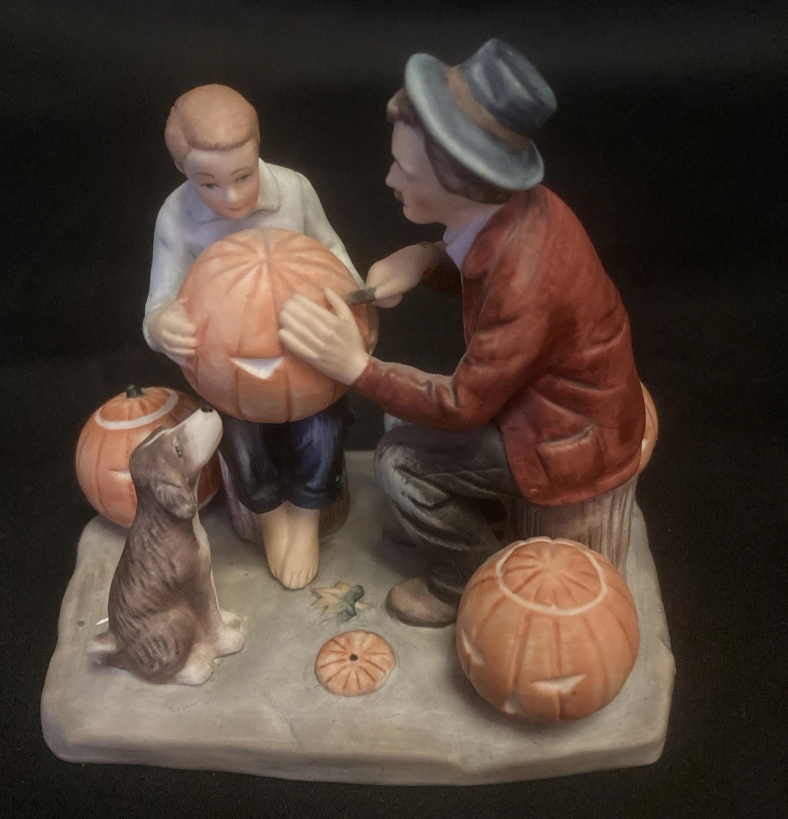 Vintage Norman Rockwell  Ghostly Gourds  figurine by Gorham in box