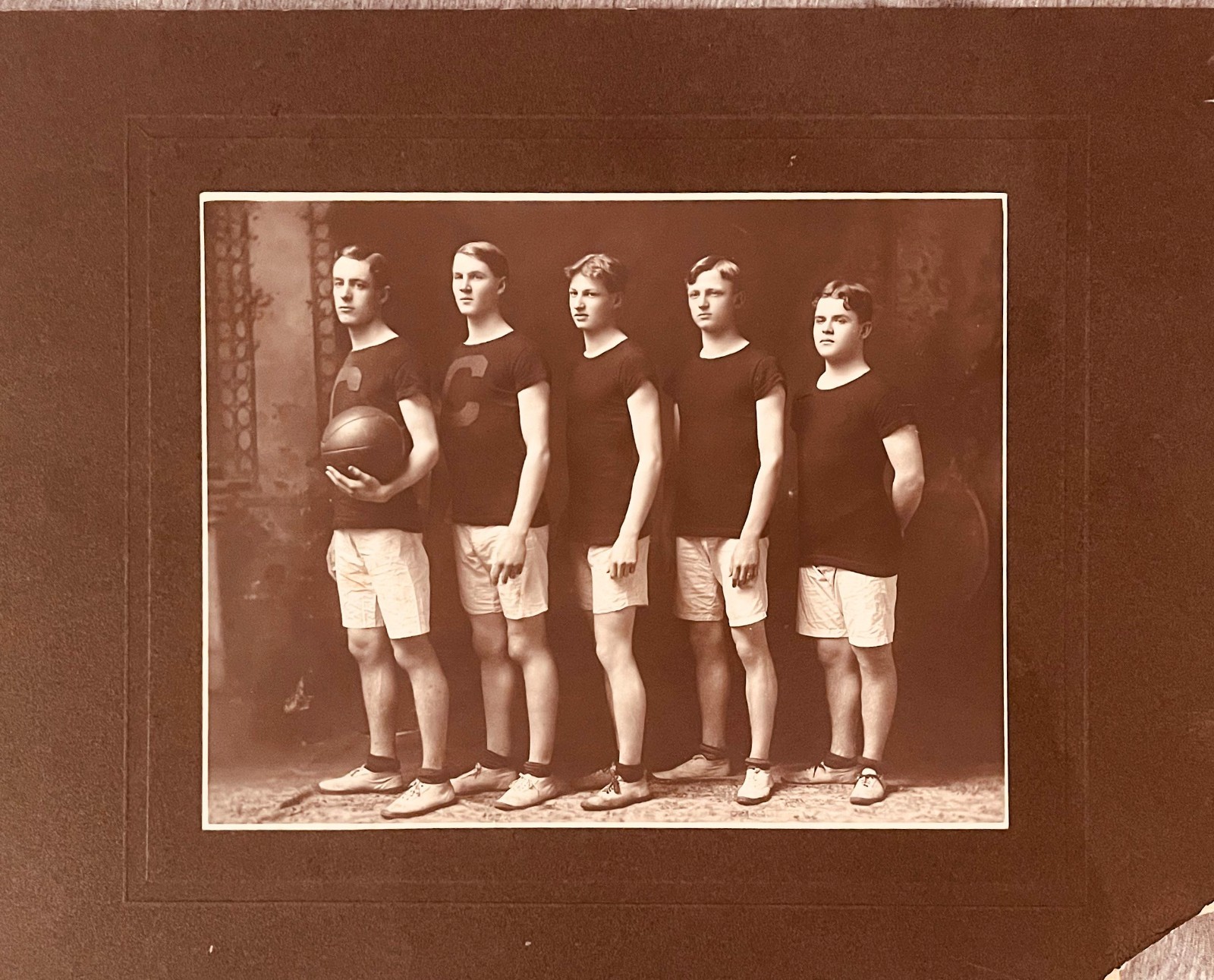 Vintage basketball photo -Stunning studio portrait - C on uniform - Gay interest