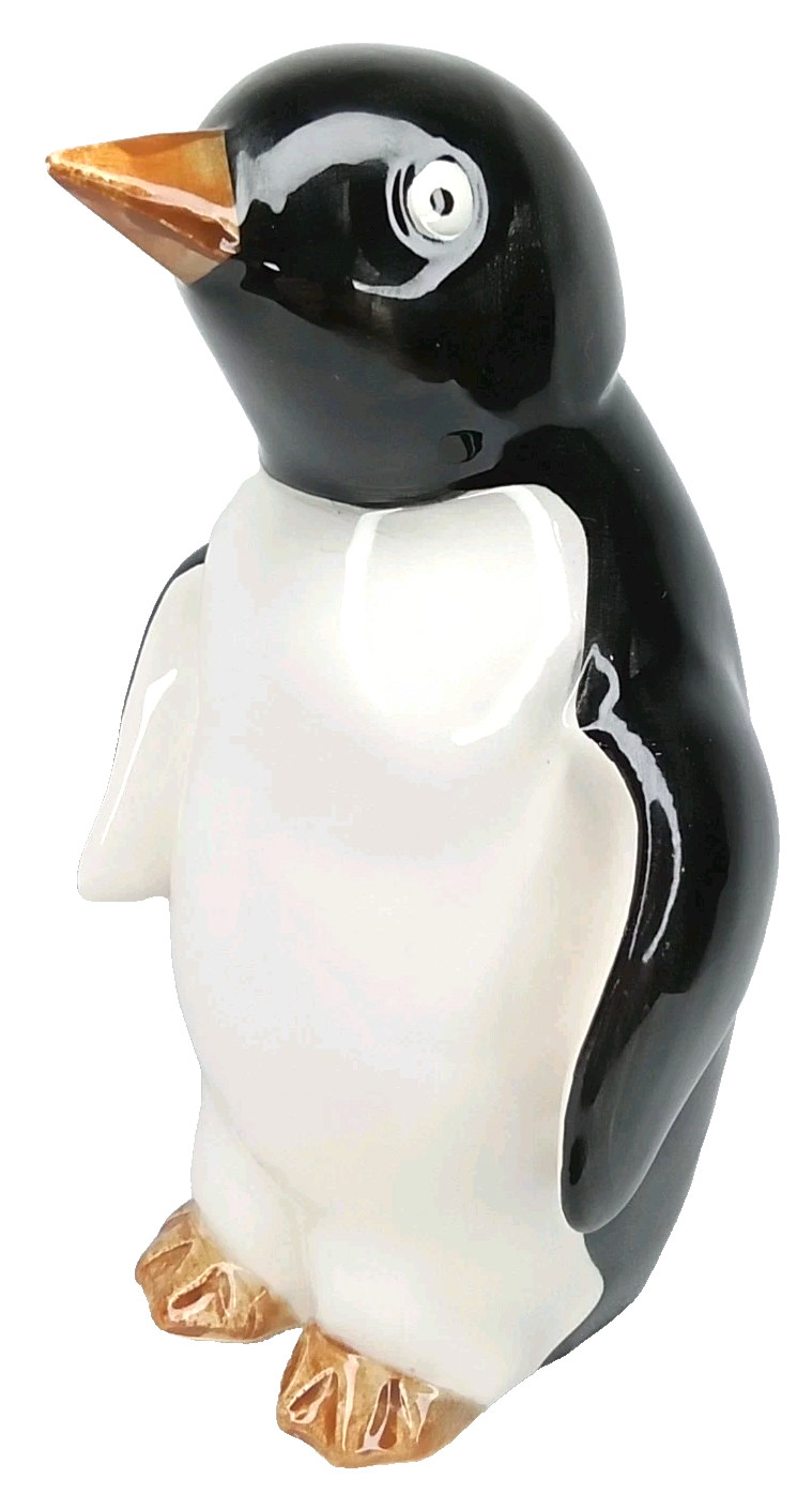 Vintage 1970s Takahashi Ceramic Adelie Penguin Figurine With Original Sticker