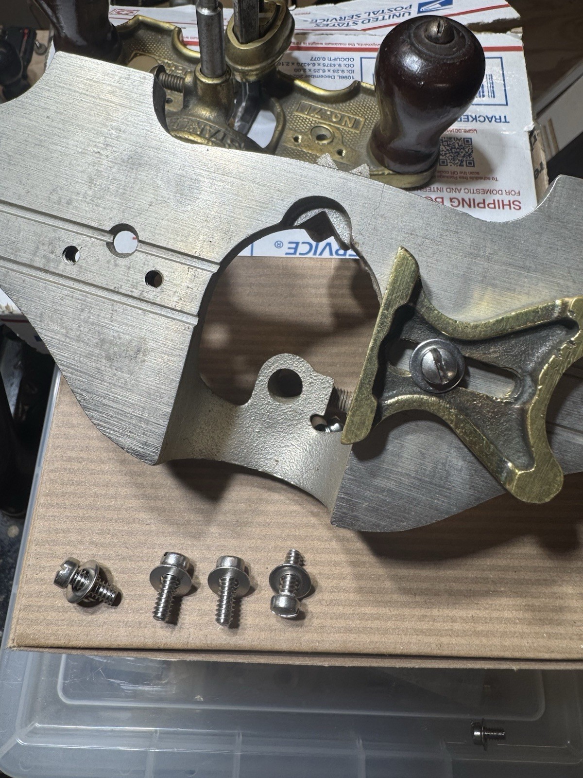 Reproduction Stanley Router Plane Fence Screw and Washer - Frequently Missing -