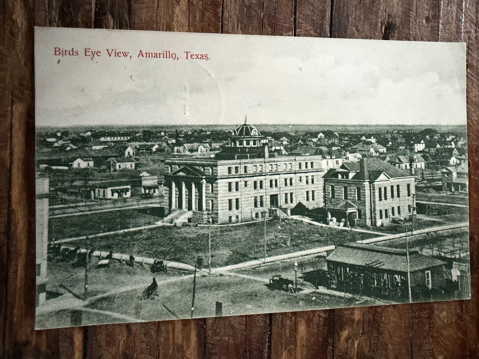 Vintage 1909 Postcard Birds-eye View Amarillo Texas