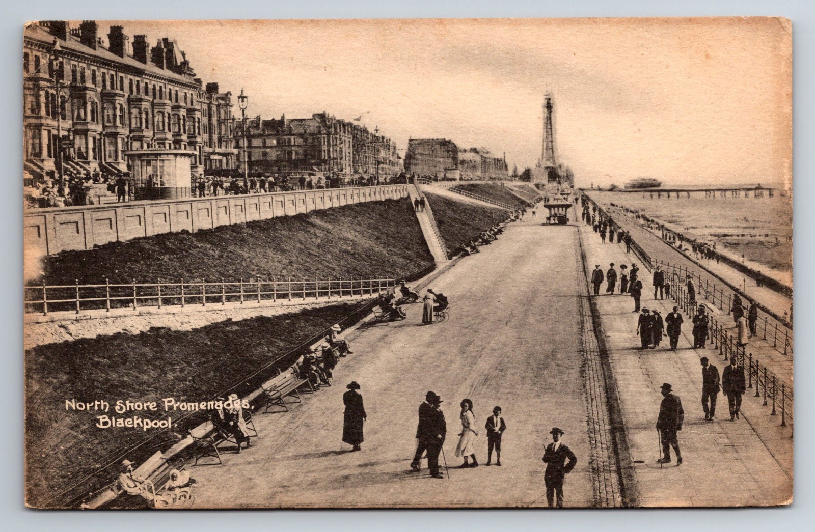 England, Blackpool, North Shore Promenades, People, Vintage Postcard England, Blackpool, North Shore Promenades, People, Vintage Postcard