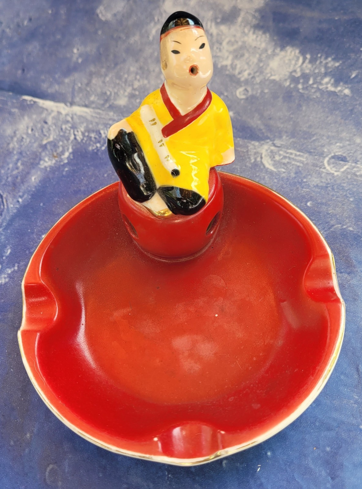 1950s Ocupied Japan Moriyama Porcelain Ashtray Blowhole Match Holder Htf