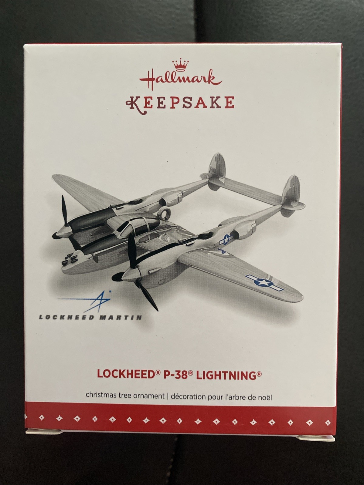 Hallmark Keepsake Lockheed Martin P-38 Lightning Airplane Tree Ornament 2015 Cib