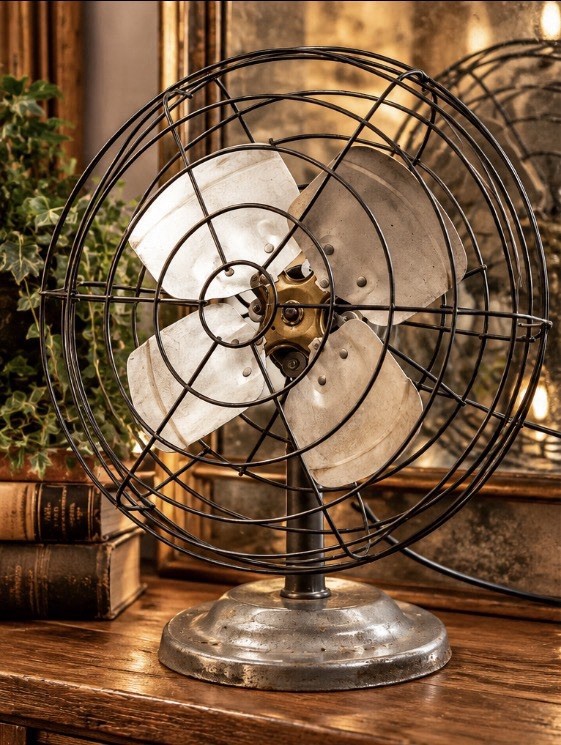 Vintage 16” Metal Desk Fan 4 Aluminum Blade Industrial Wire Cage MCM *ShipsFAST