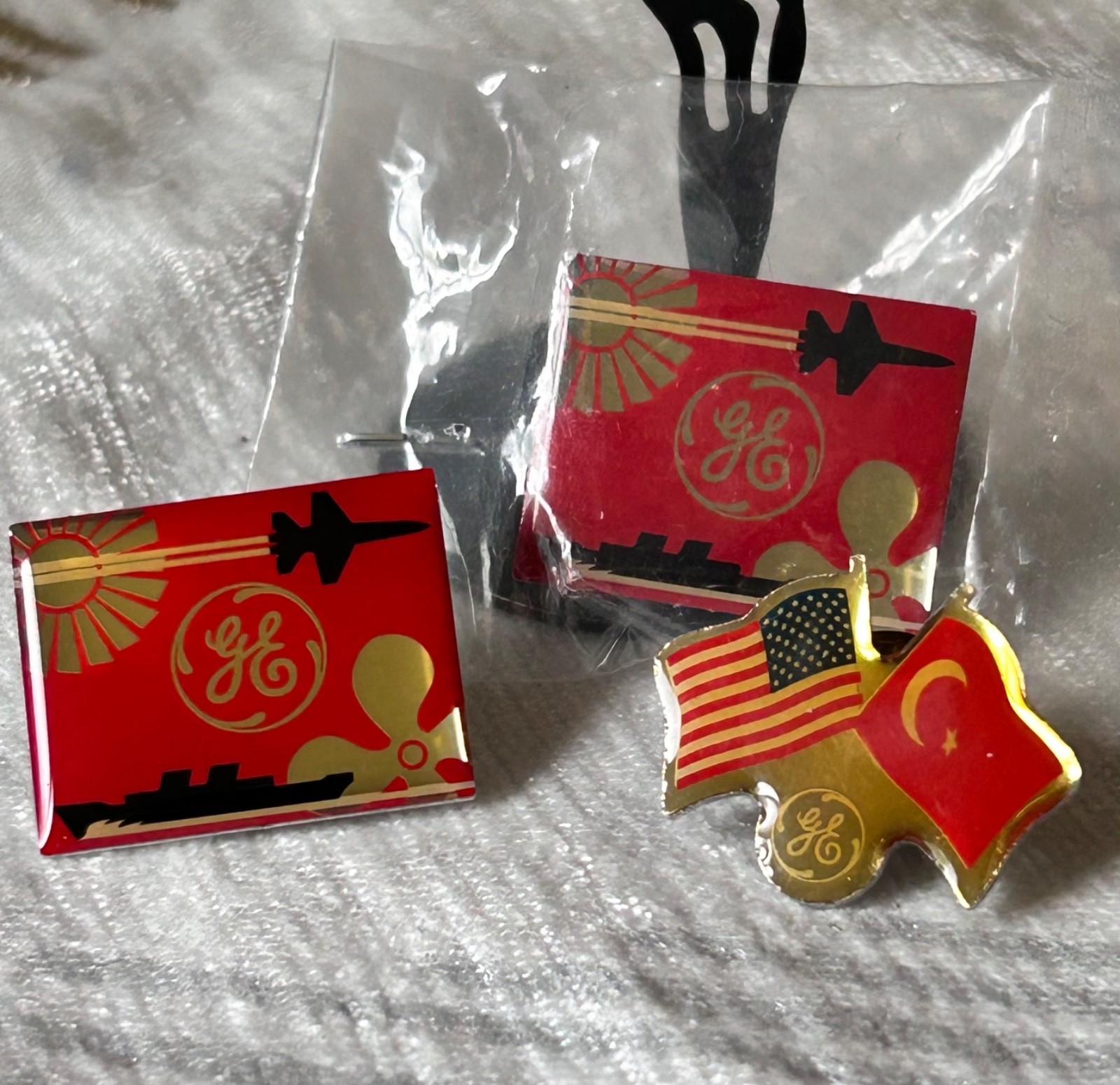 vtg general electric logo hat lapel pins lot of 3 turkey friendship jet ship vtg general electric logo hat lapel pins lot of 3 turkey friendship jet ship