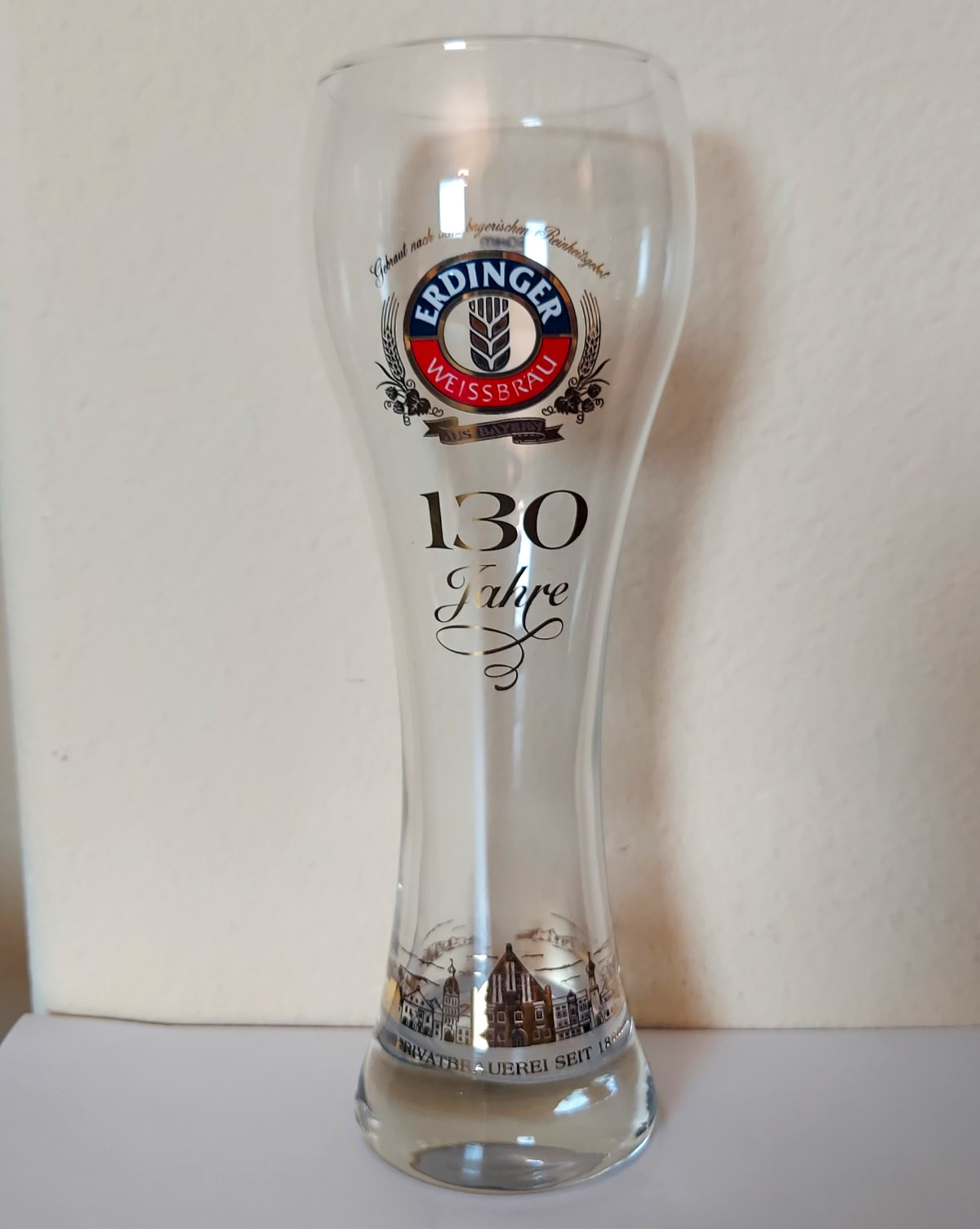 Erdinger Weissbier 130th Anniversary 0.5L German Beer Glass 9 3/4\