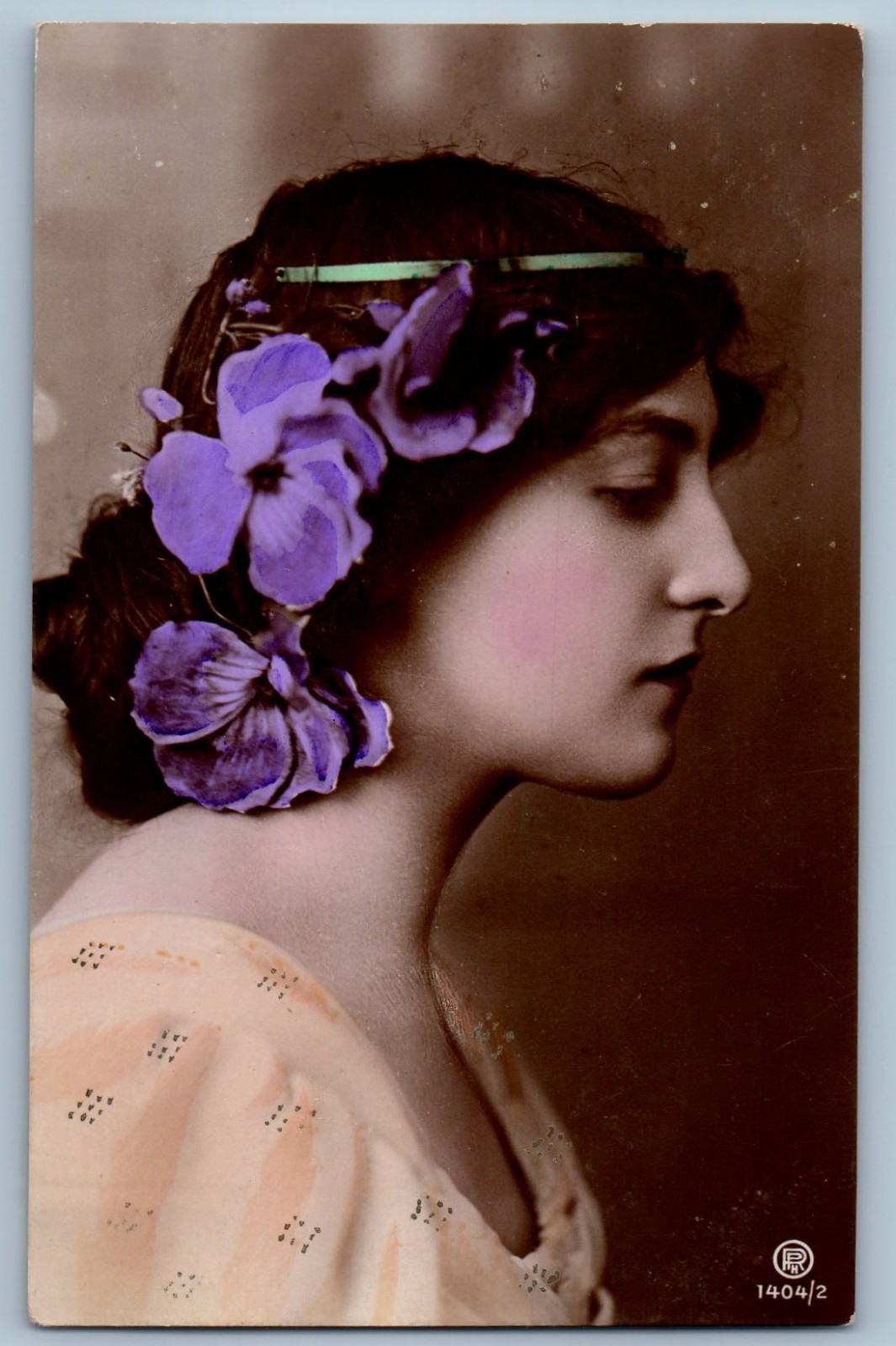 c1910's Pretty Woman Fashion Hair With Flowers Portrait RPPC Photo Postcard c1910's Pretty Woman Fashion Hair With Flowers Portrait RPPC Photo Postcard