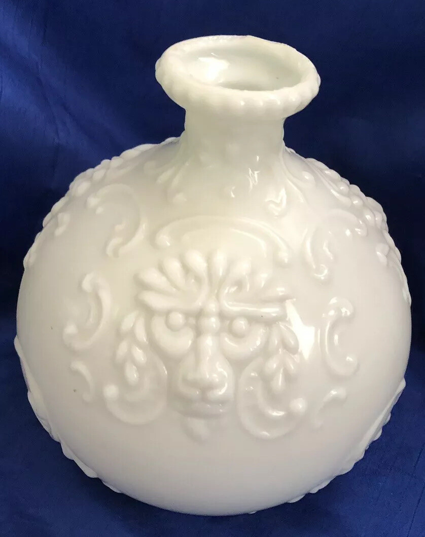 Antique/VTG Milk Glass Decanter Lions Head Face Vase Bottle Unique Art Nouveau Antique/VTG Milk Glass Decanter Lions Head Face Vase Bottle Unique Art Nouveau