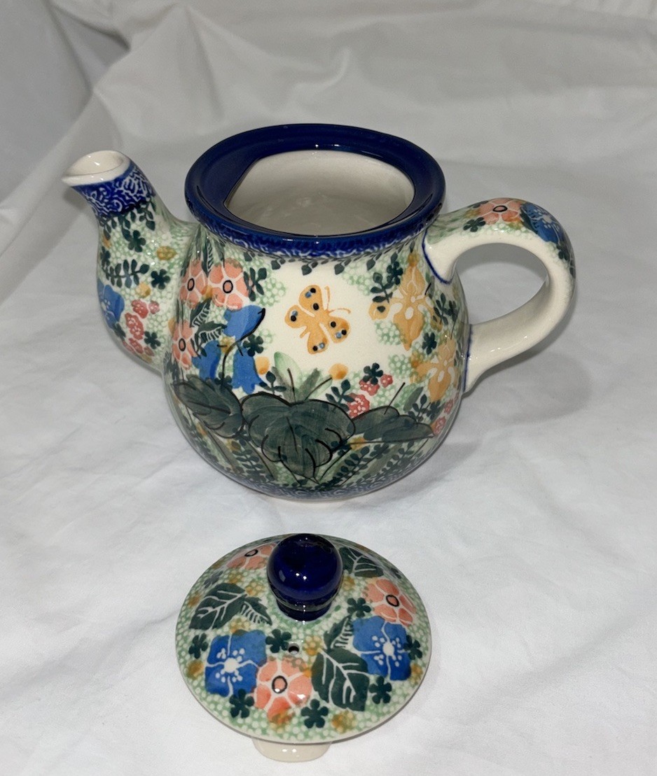Unikat Polish Pottery Personal Teapot & Lid Boleslawiec Handpainted Floral 3 C Unikat Polish Pottery Personal Teapot & Lid Boleslawiec Handpainted Floral 3 C