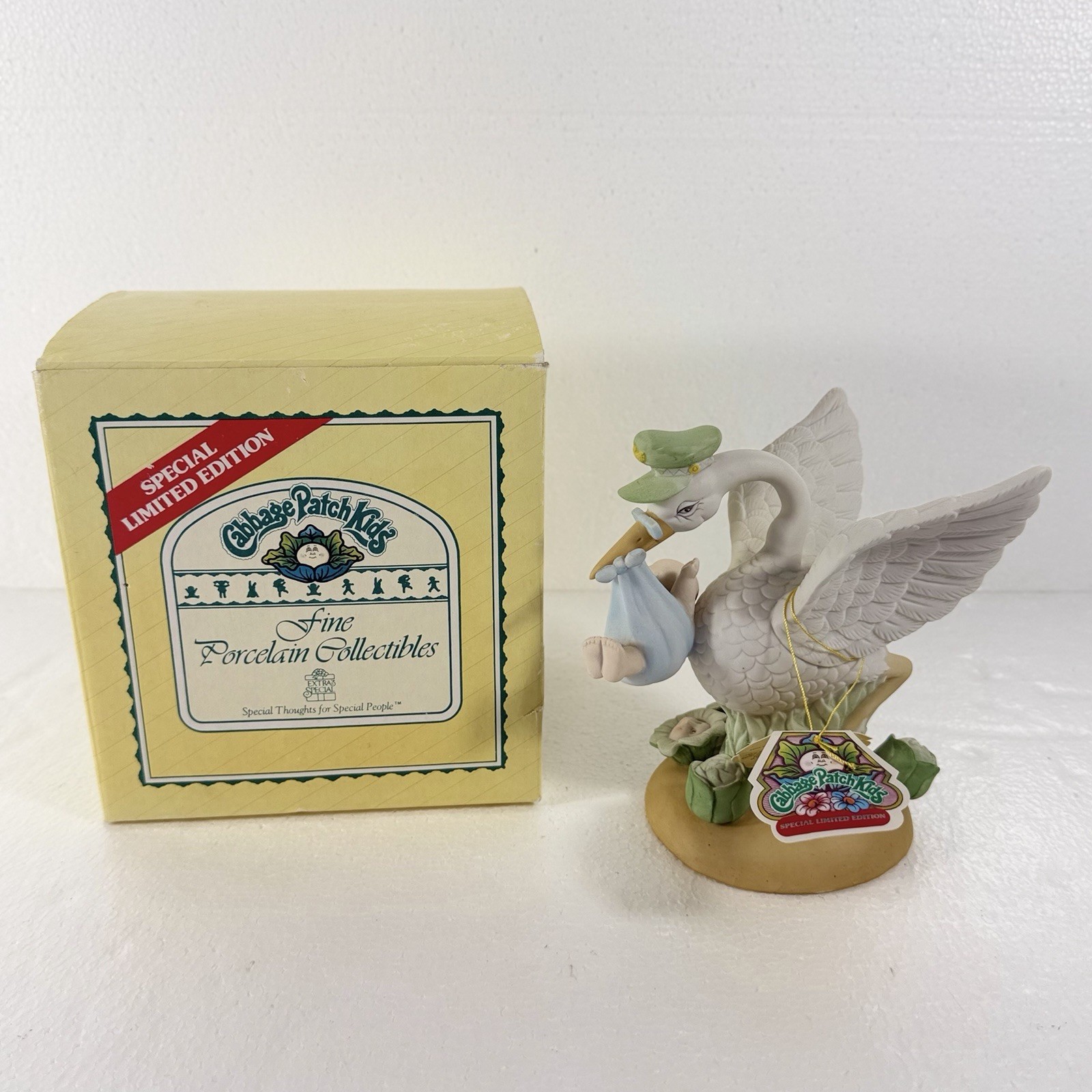 VTG 1985 Cabbage Patch Kids Special Delivery Stork Porcelain Figurine 5063 Box VTG 1985 Cabbage Patch Kids Special Delivery Stork Porcelain Figurine 5063 Box