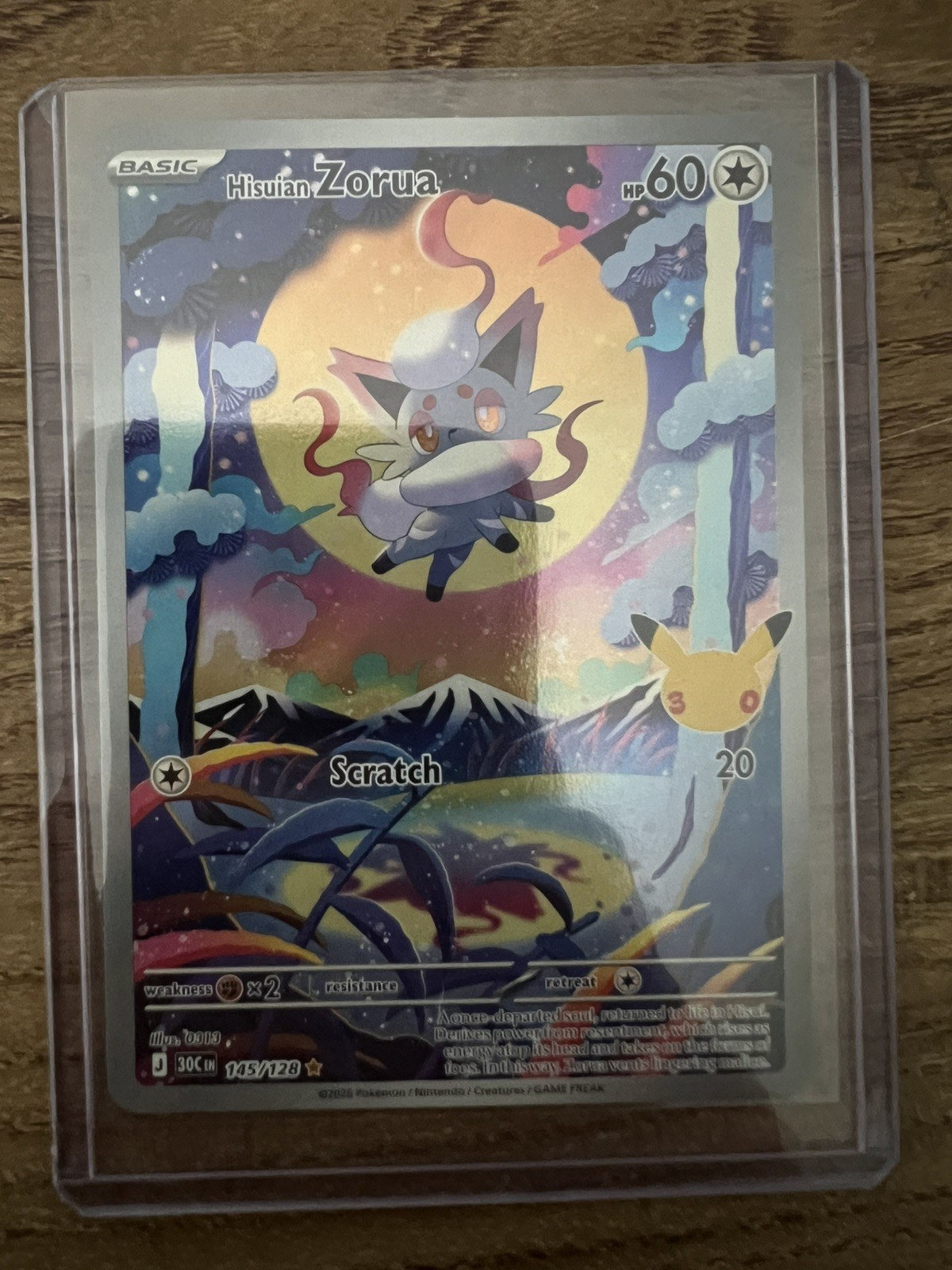 Pokemon Hisuian Zorua 145/128 30th Anniversary Full Art Illustration Rare 