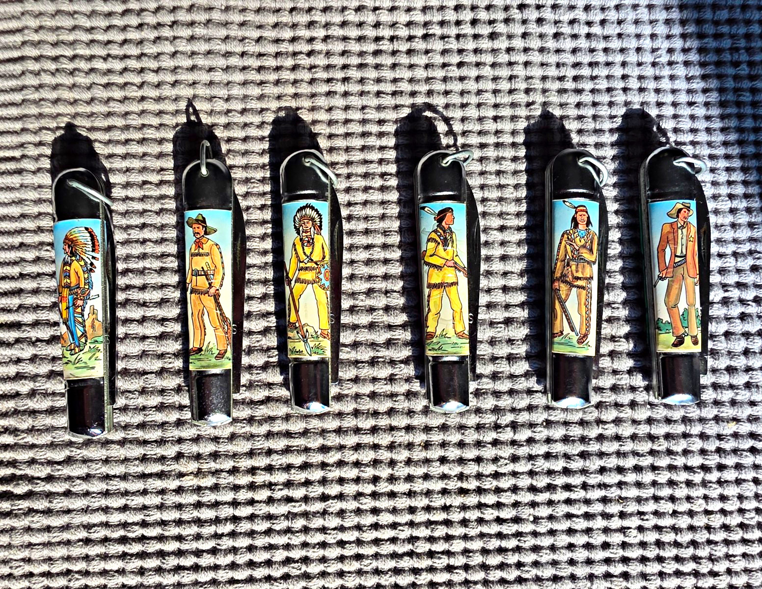 Vtg Lot 6 FES Solingen Germany Picture Pocket Knives Cowboy Indian Wild West Vtg Lot 6 FES Solingen Germany Picture Pocket Knives Cowboy Indian Wild West