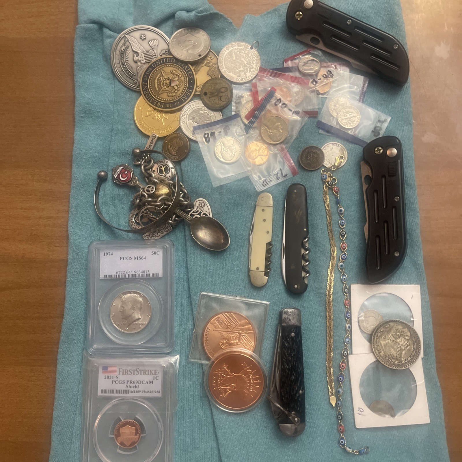 Large Junk Drawer Silver Coins Gold Filled Pocket Knives Graded Ungraded Coins J Large Junk Drawer Silver Coins Gold Filled Pocket Knives Graded Ungraded Coins J