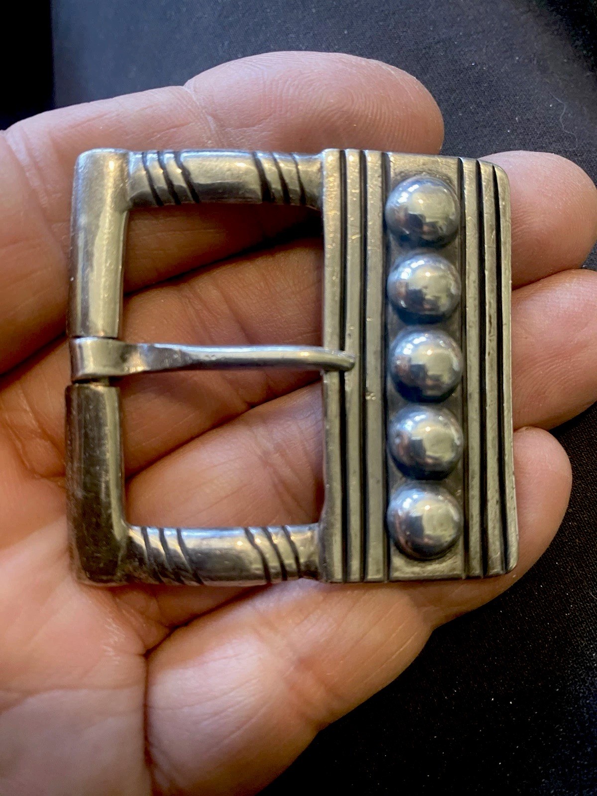 1930’s Signed Taxco 980 Sterling 32.7 Gram Ranger Belt Buckle Fits 1 3/8” Belt