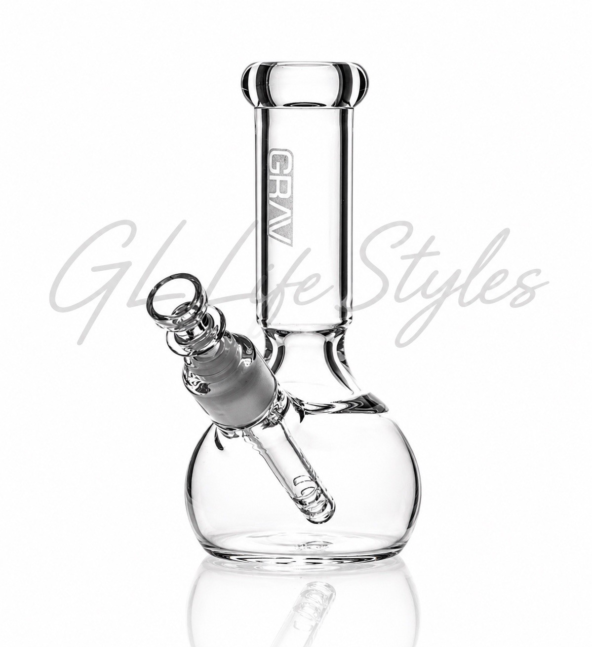 GRAV® SMALL 7” ROUND BASE WATER PIPE BONG, ICE PINCH, REMOVABLE STEM, CLEAR