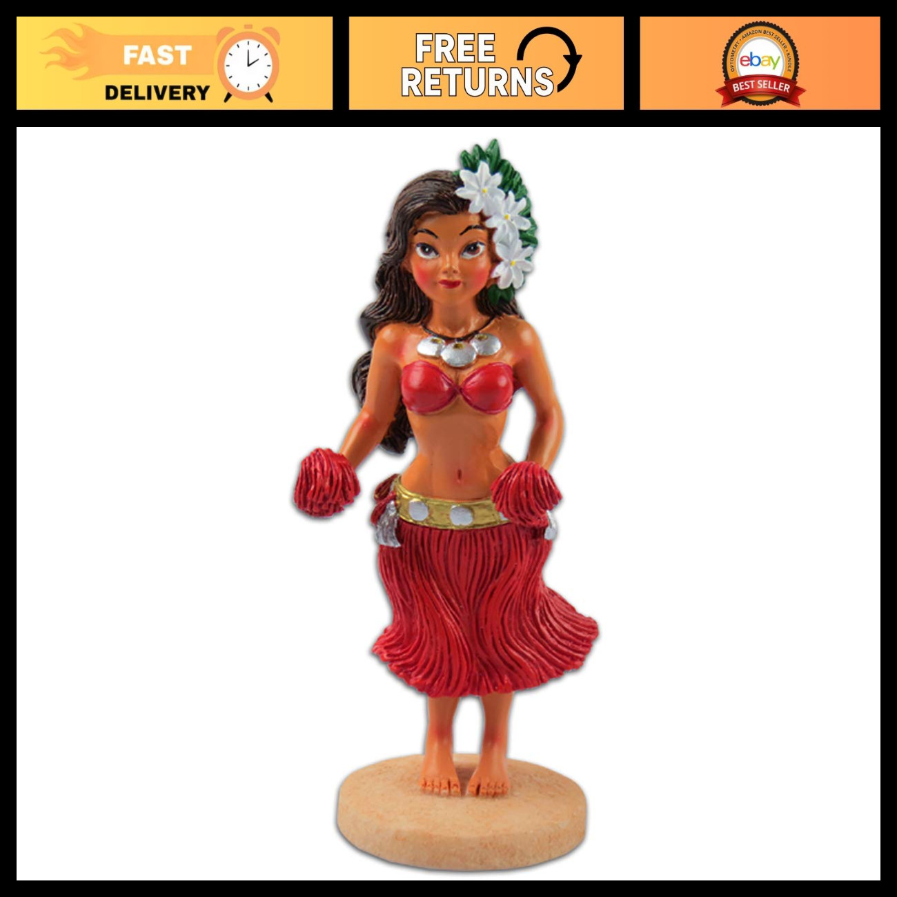Hula Girl Miniature Dashboard Doll - KC Hawaii Napua Tiare Decor Figurine Hula Girl Miniature Dashboard Doll - KC Hawaii Napua Tiare Decor Figurine