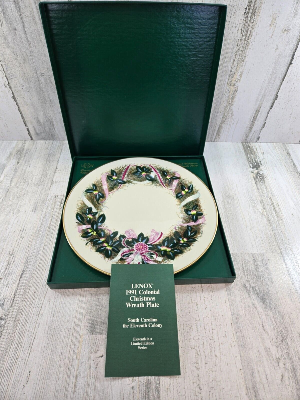 Lenox Colonial Christmas Wreath Plate South Carolina Limited Edition USA