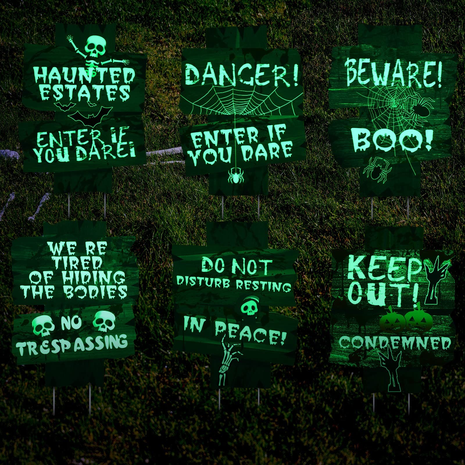 Bucherry 6 Pcs Halloween Glow in Dark Yard 11.81 x 8.98 inches, Multicolor Bucherry 6 Pcs Halloween Glow in Dark Yard 11.81 x 8.98 inches, Multicolor
