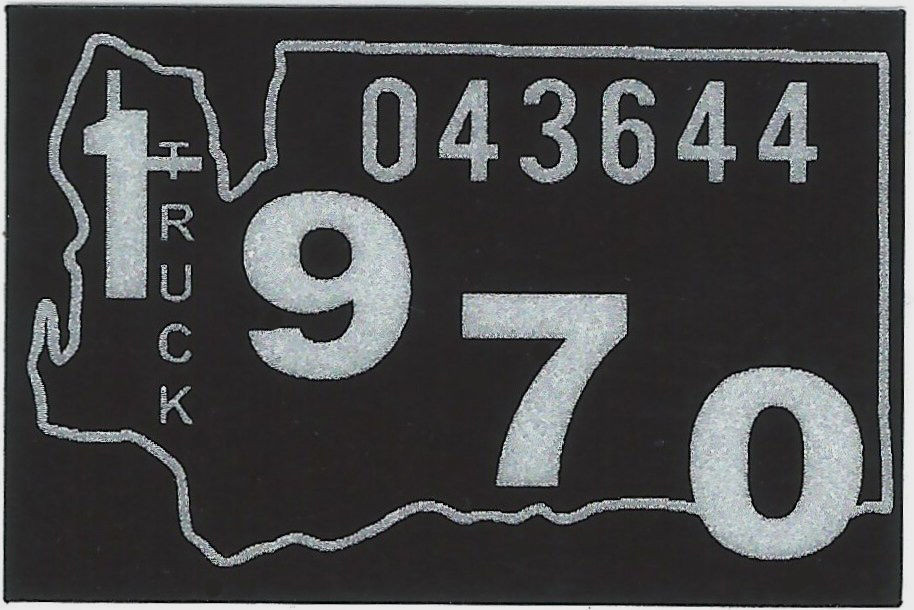 1970 WASHINGTON Vinyl Sticker Decal - TRUCK License Registration TAB TAG - New