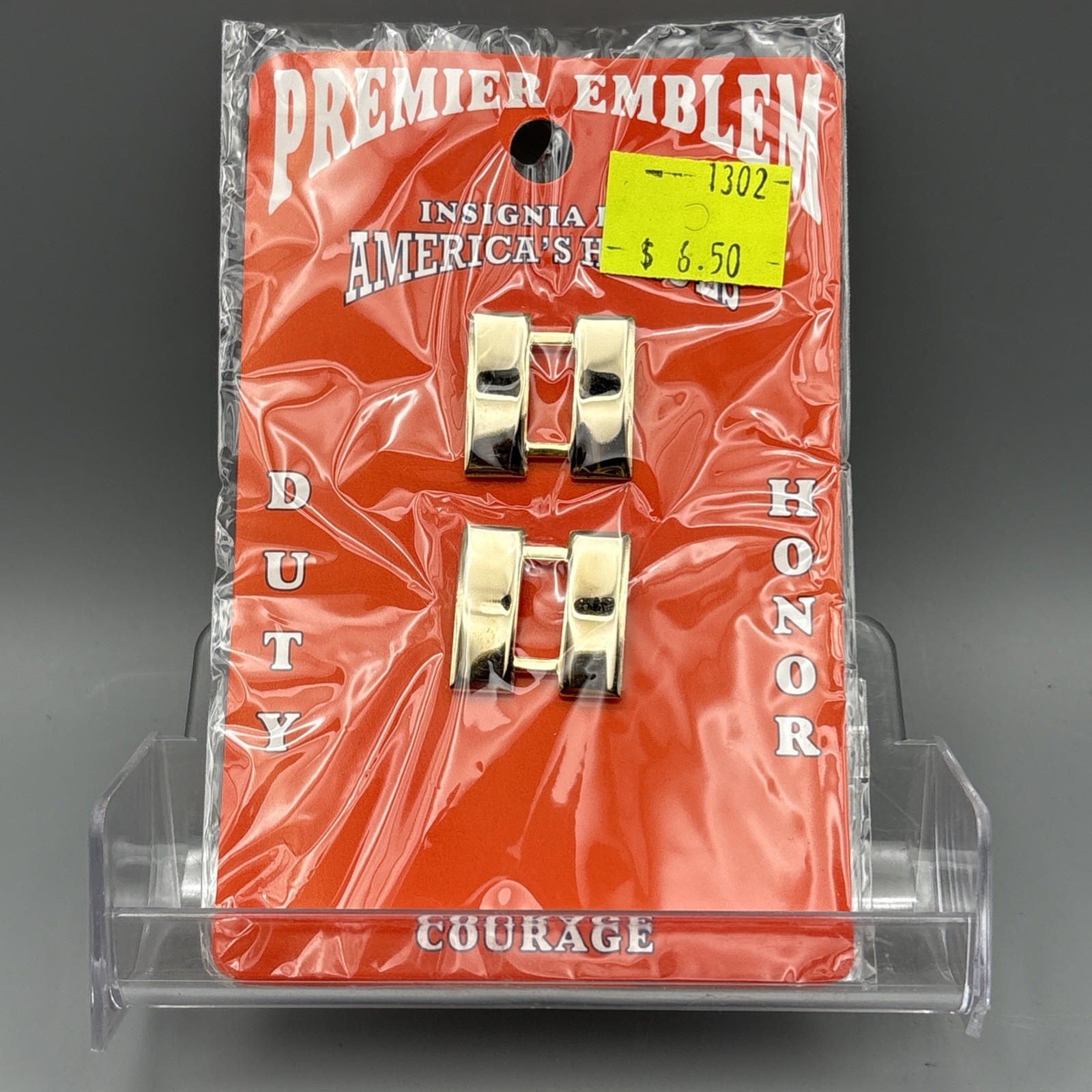 Premier Emblem Captain Bars Mini 1302 Police Collar Pins Insignia Gold New NOS