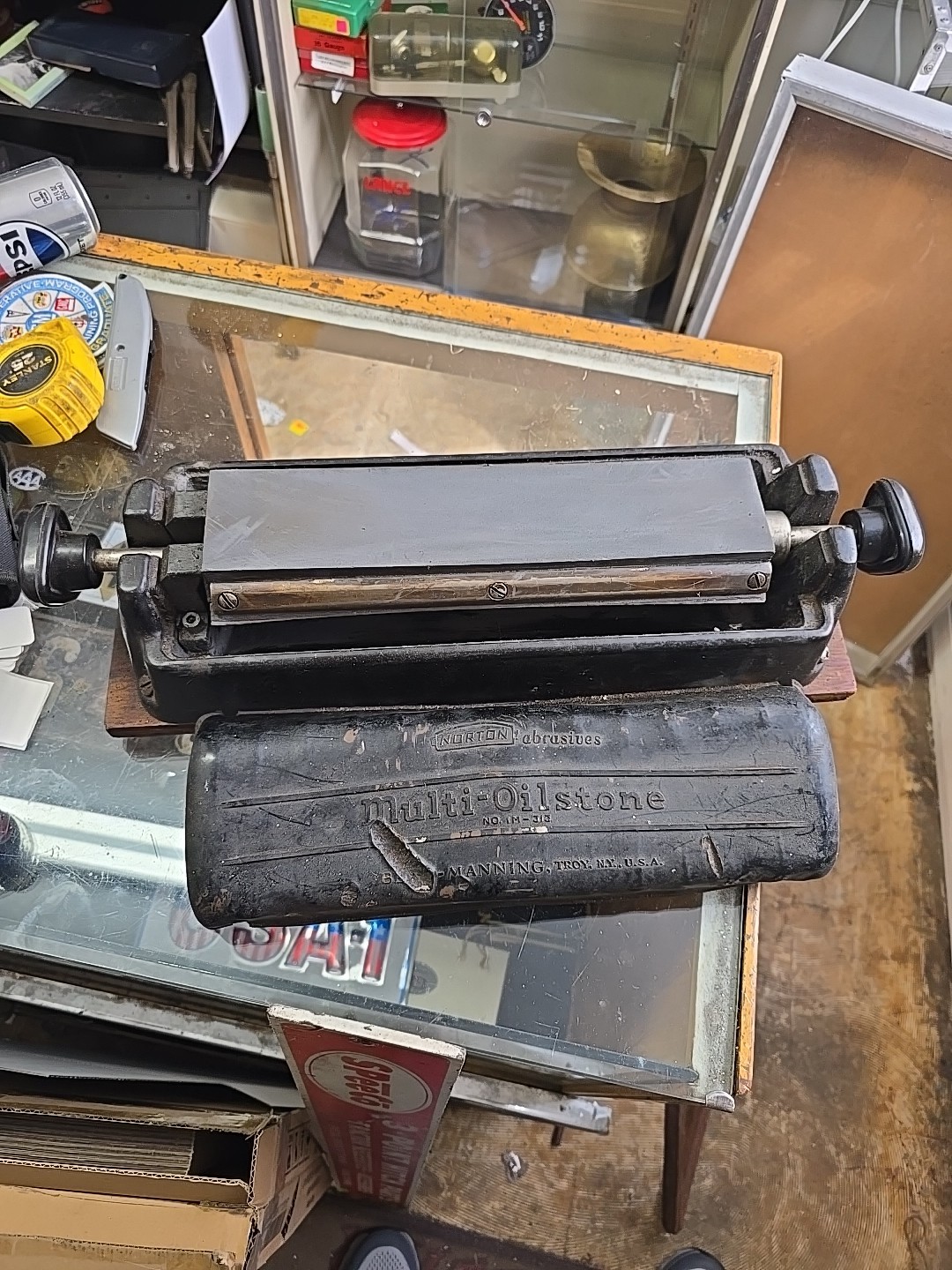Vintage Norton Abrasives Multi-Oilstone IM-313 Tri-Stone Sharpening System Tool