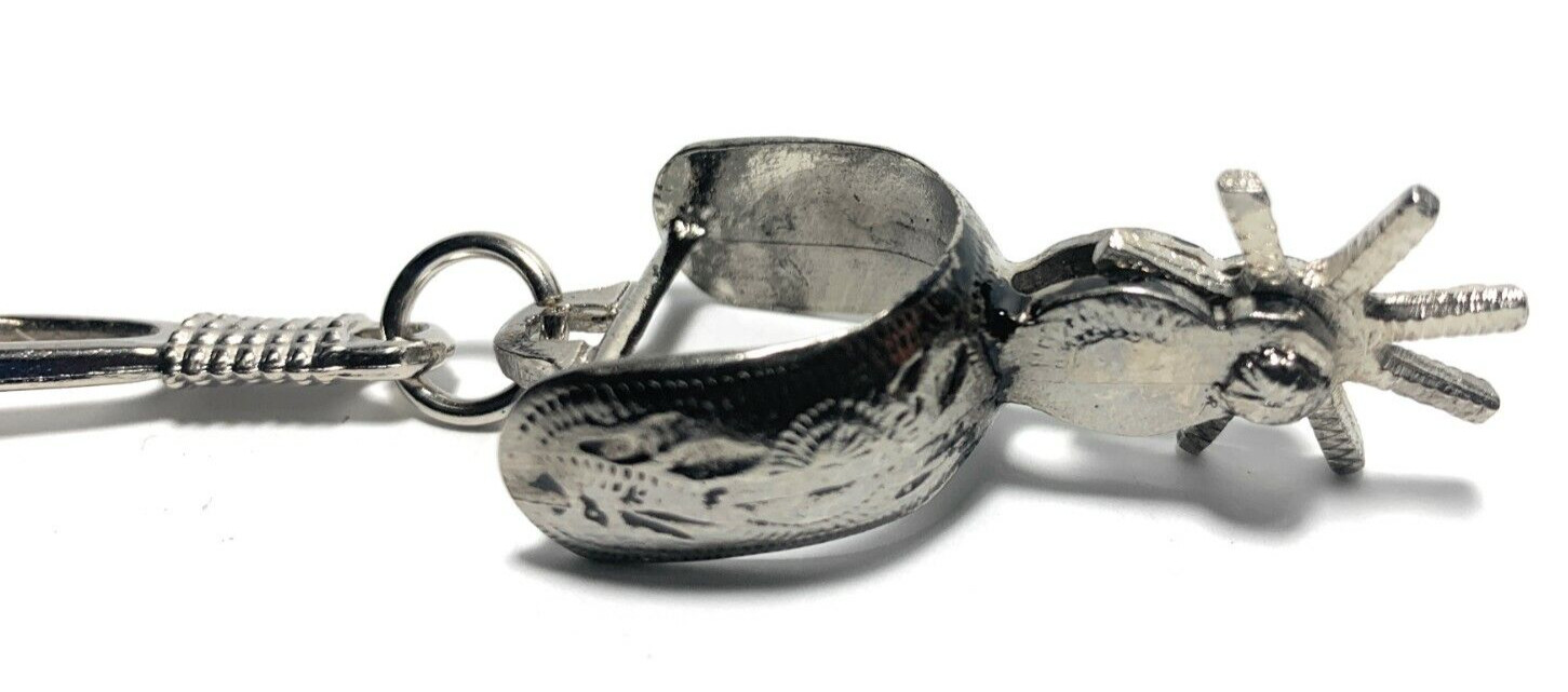 CHARRO SPURS WESTERN COWBOY METAL KEYCHAIN, LLAVERO VAQUERO ESPUELA CHARRA