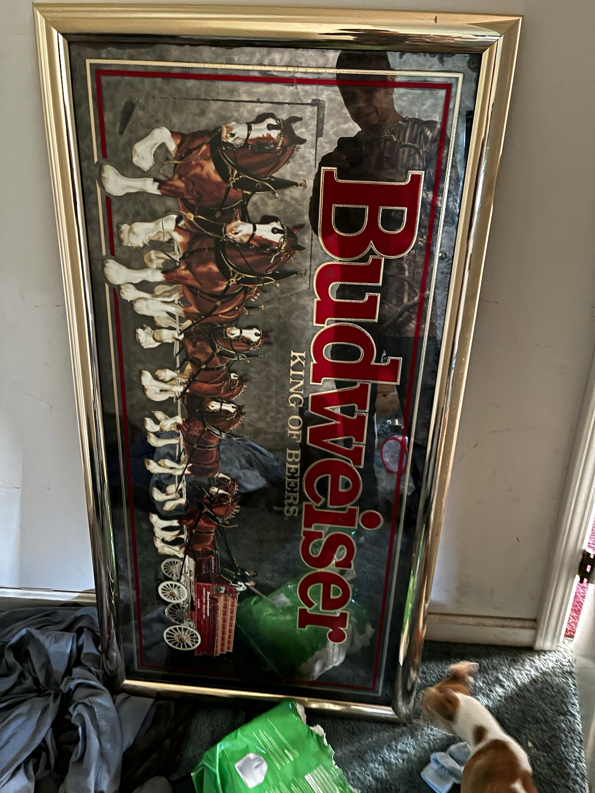 Budweiser King of Beers Clydesdales Framed Wall Mirror Breweriana