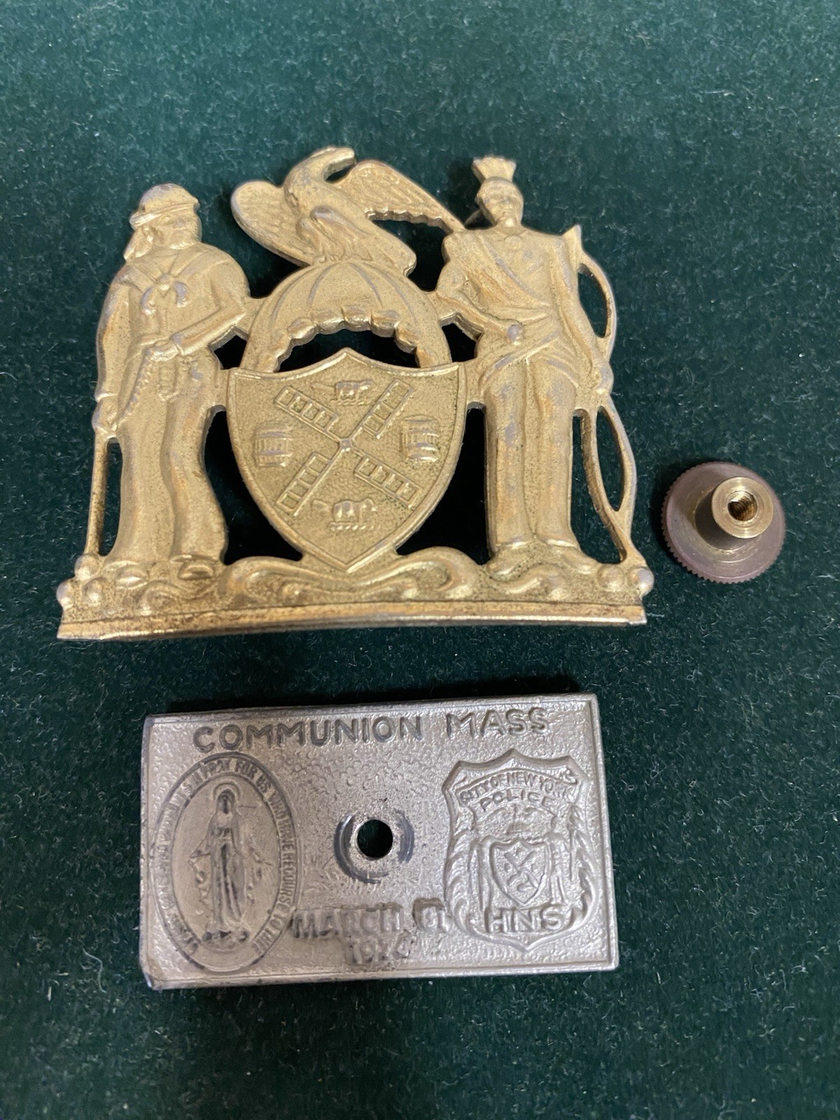 Vintage New York Police Department NYPD Hat Cap Badge Obsolete 1950s Mid-20th C.