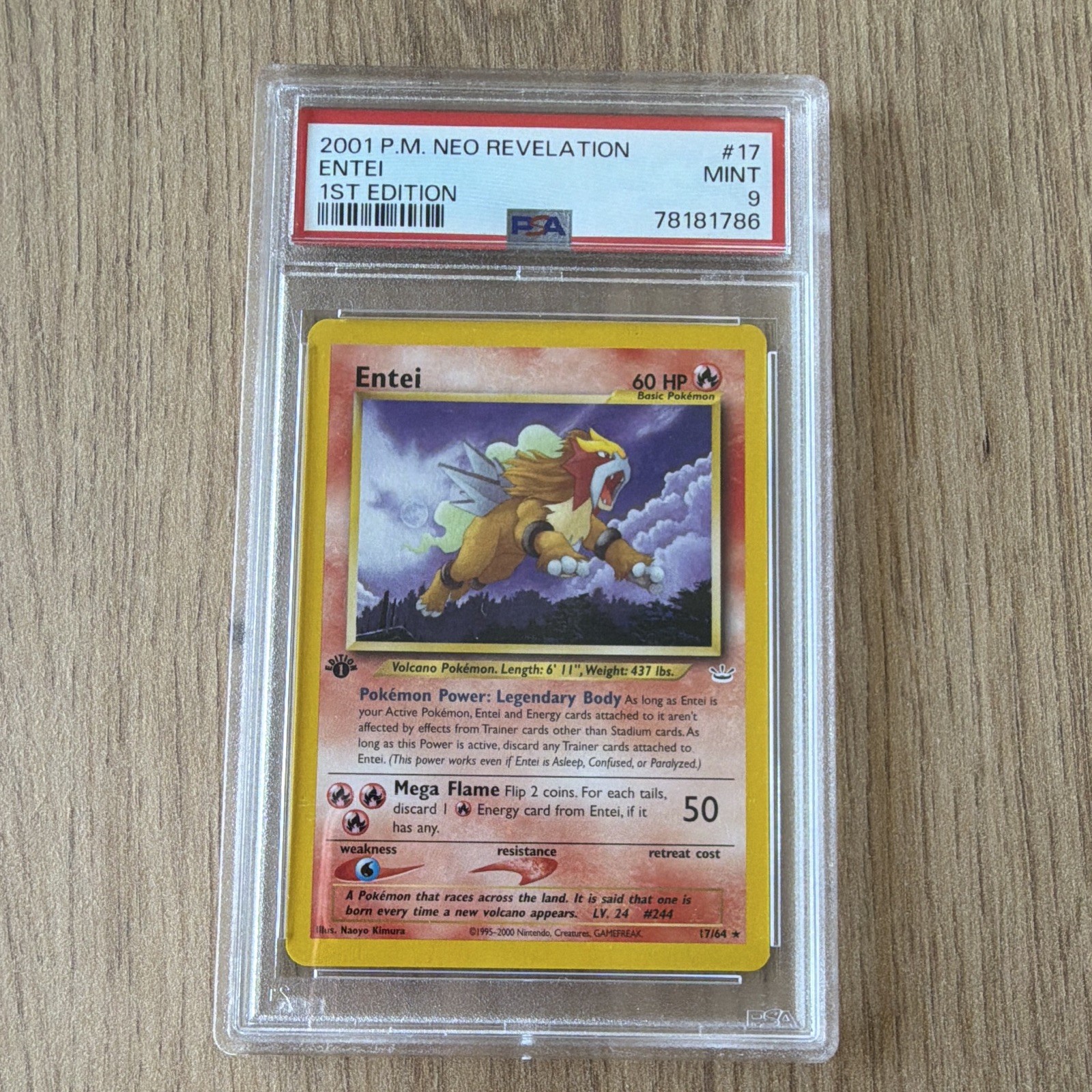 Pokemon TCG Entei Neo Revelation 2001 1st Edition 17/64 English PSA 9