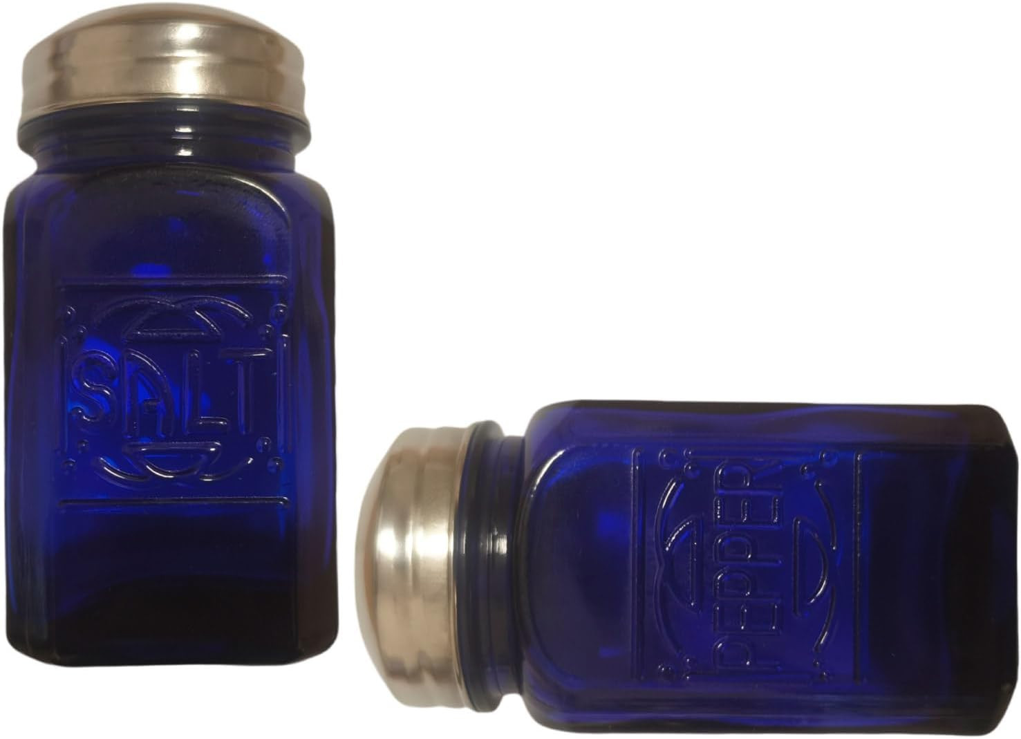 Old-Fashioned Salt and Pepper Shakers Cobalt Blue Glass