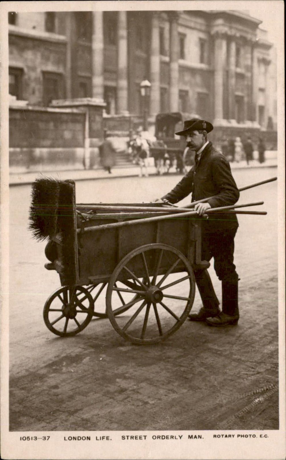 London Life Street Orderly Man c1900s-10s Real Photo Vintage Postcard bhn