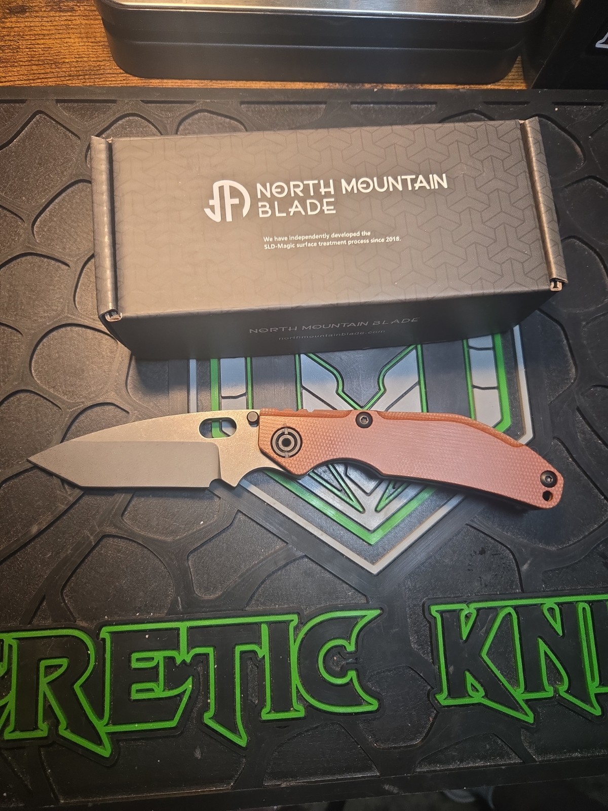 North Mountain Blade  Dwyer Micarta Orange Tanto 14c28n Blade