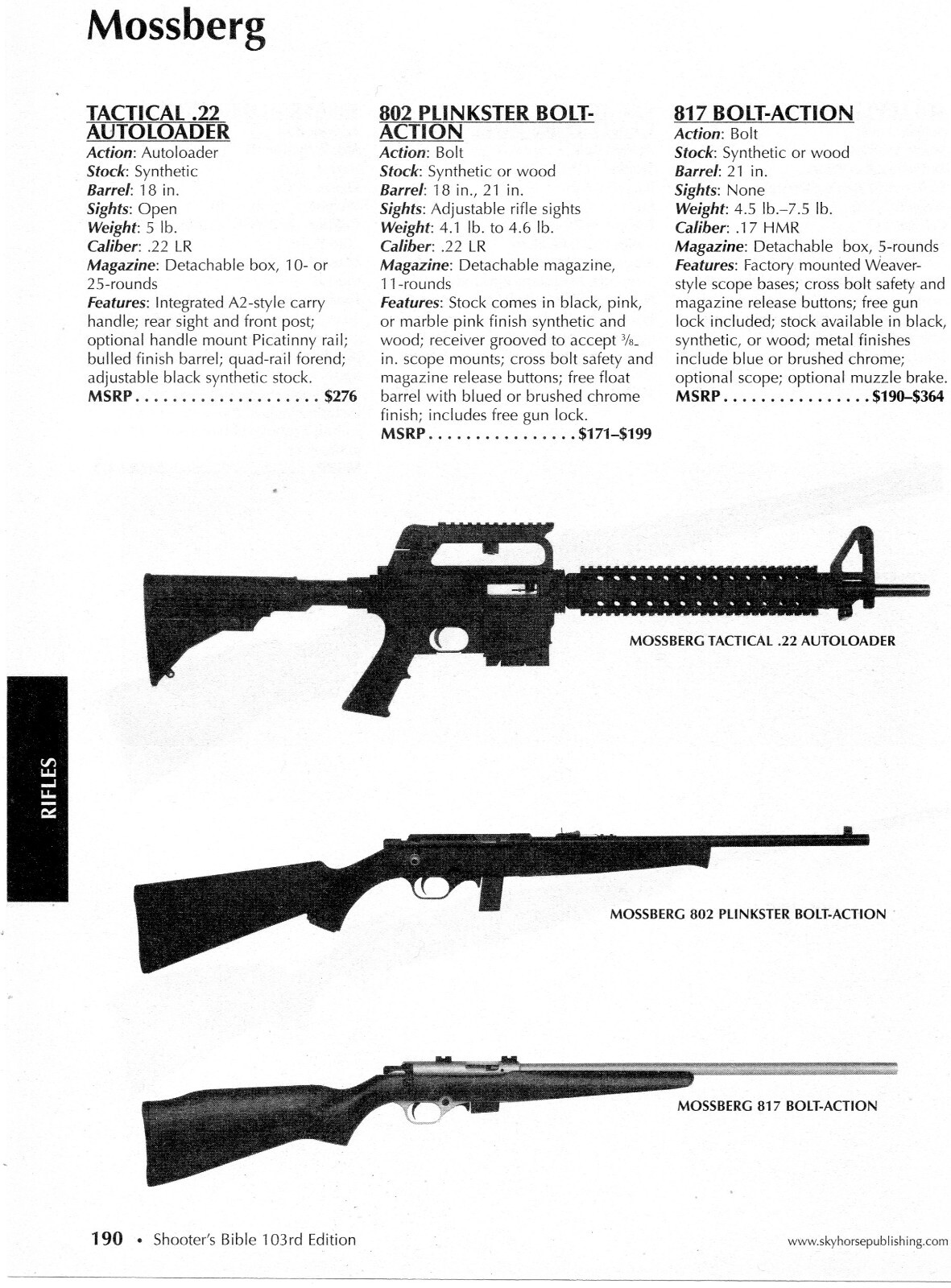 2011 Print Ad of Mossberg Tactical 22 Autoloader, 802 Plinkster & 817 Rifle 2011 Print Ad of Mossberg Tactical 22 Autoloader, 802 Plinkster & 817 Rifle